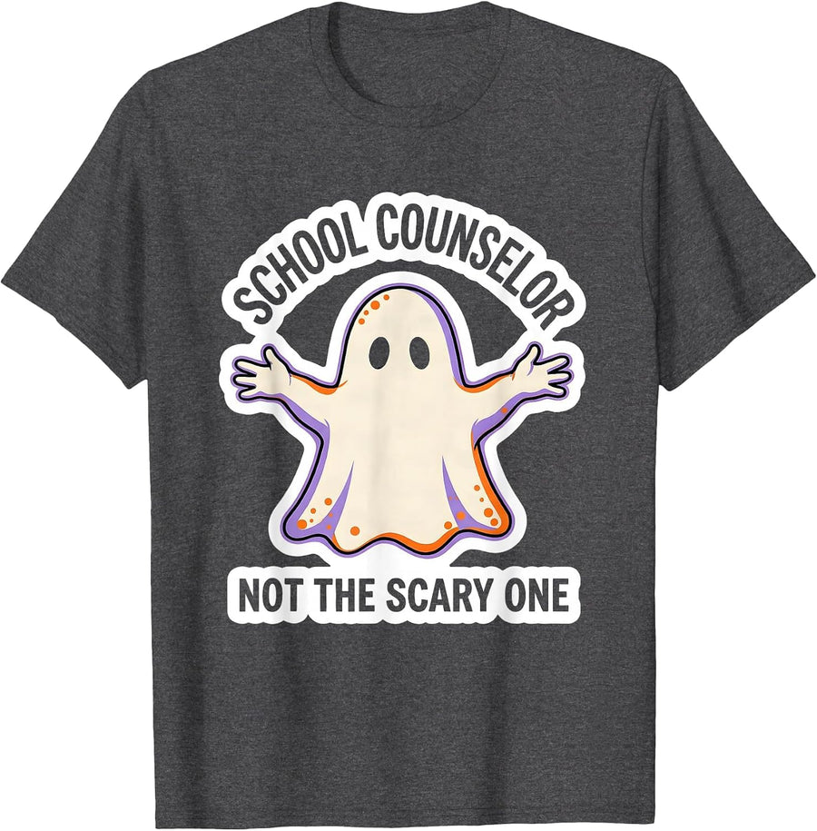 Men's School Counselor—Not The Scary One Funny Halloween Mental T-Shirt - Dark Heather Grey