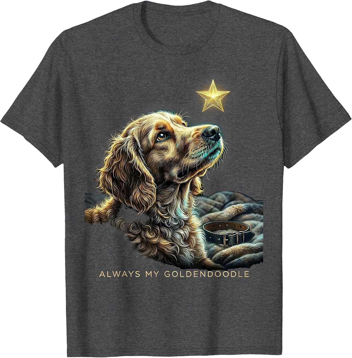 Always My Goldendoodle Luminescent Botanical Breed Tribute T-Shirt - Dark Heather Grey