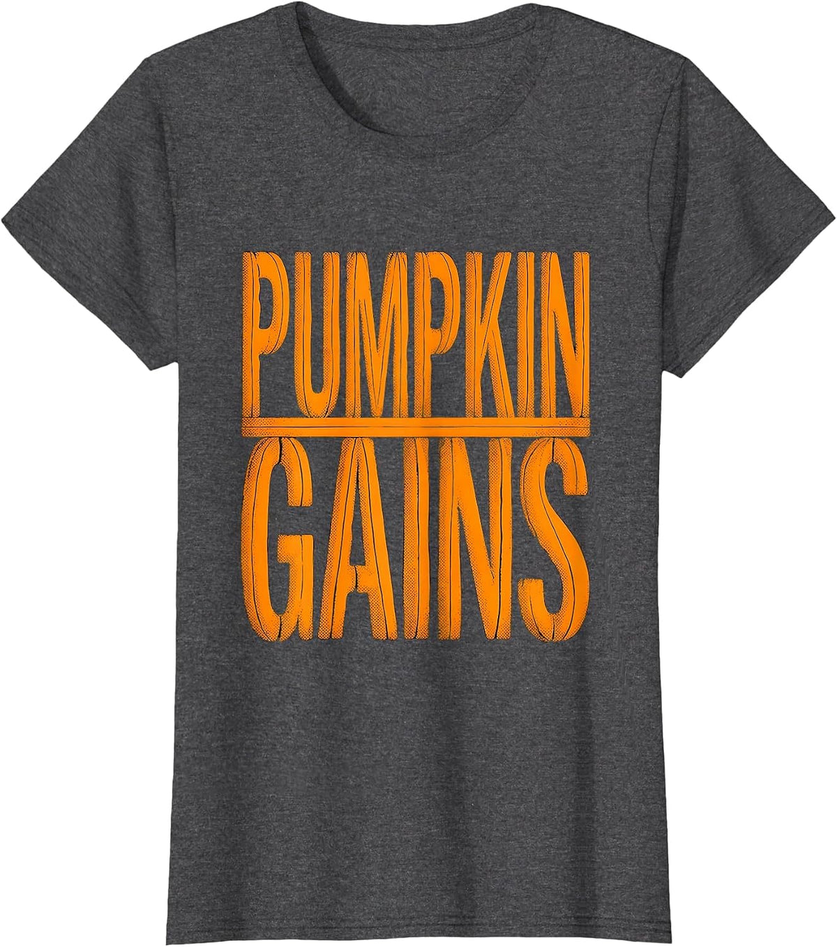 Women's Pumpkin Gains Funny Halloween Gym Workout Lifting Pun T-Shirt - Dark Heather Grey