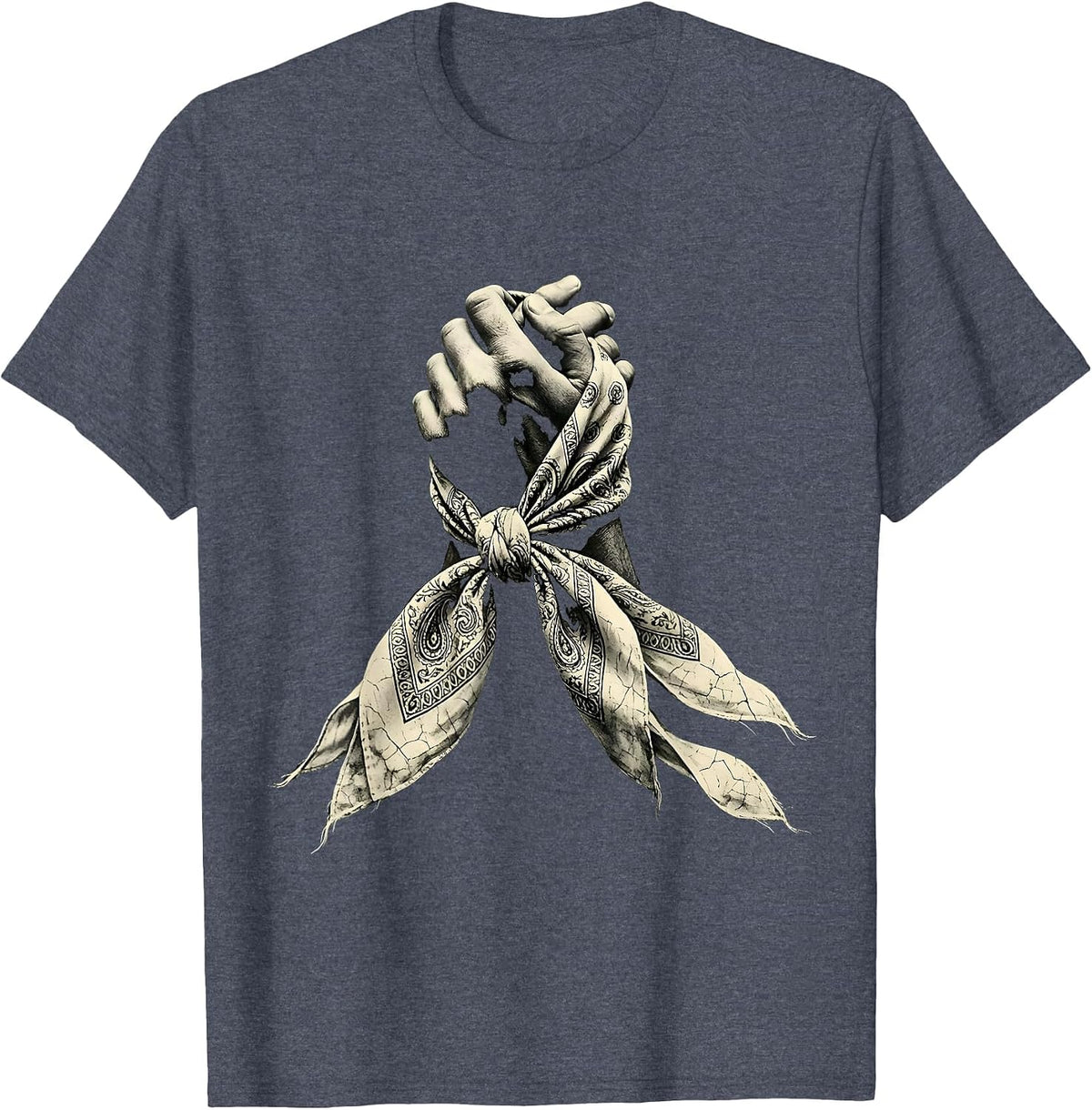 Rodeo Bandana Cowgirl Graphic Tee T-Shirt - Heather Blue