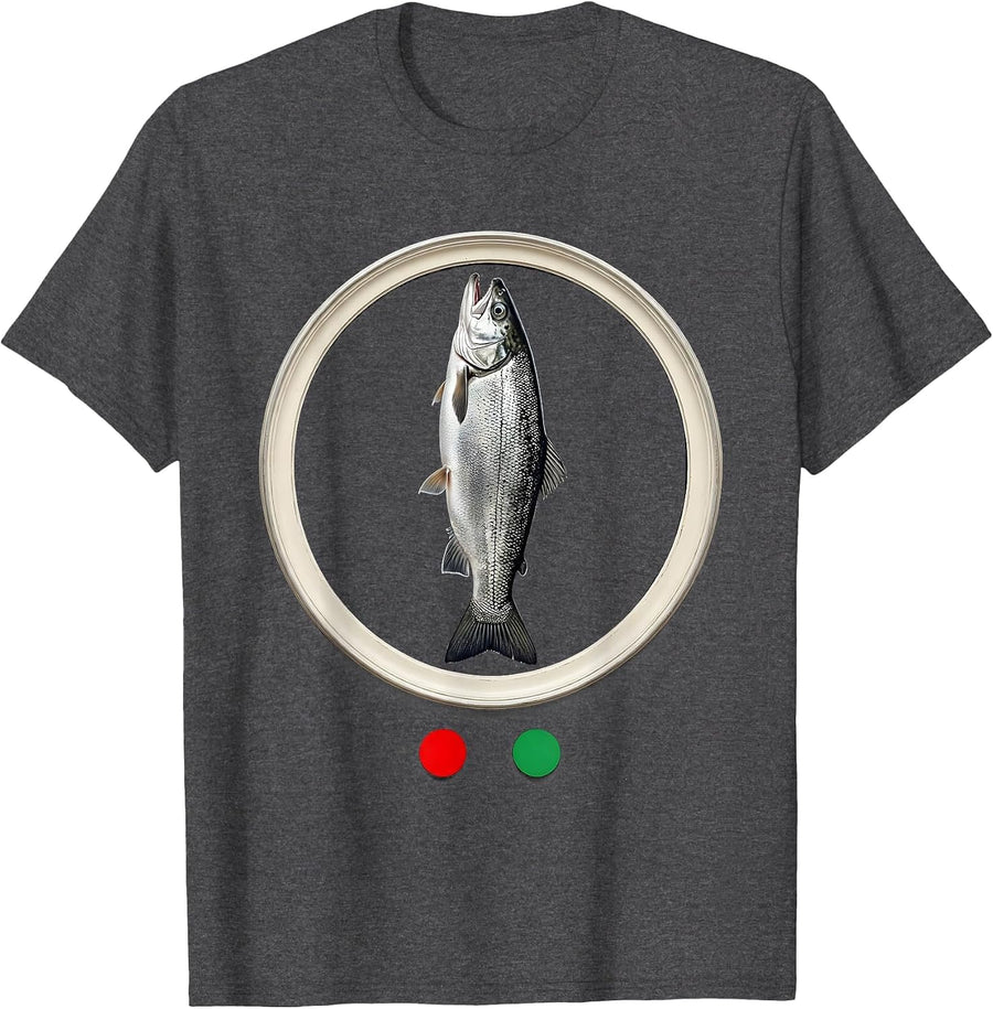Men's Fih Meme Silver Trout Funny Misspelled Fish Joke T-Shirt - Dark Heather Grey