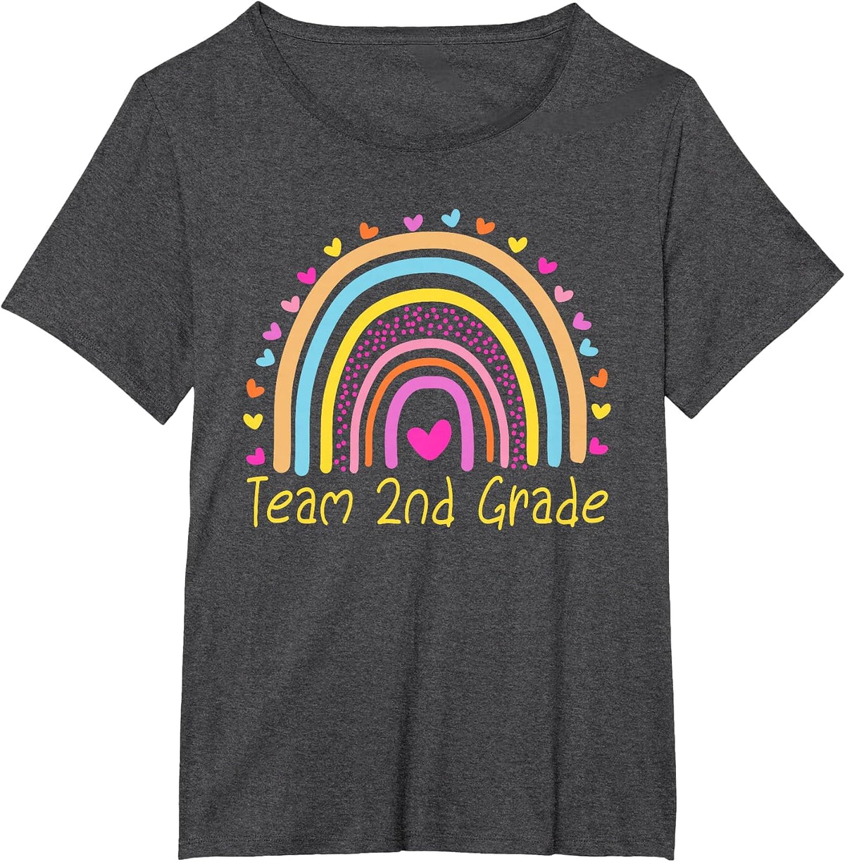 Second Team 2nd Grade Teacher Rainbow T-Shirt - Dark Heather Grey