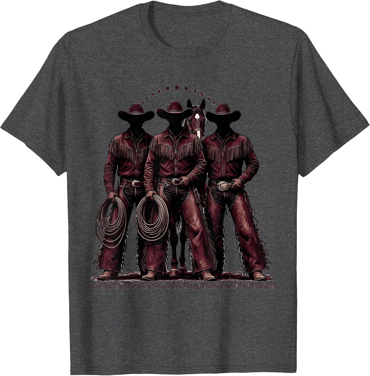 Men's Black Rodeo Riders Monochromatic Western Pride Cowgirl T-Shirt - Dark Heather Grey