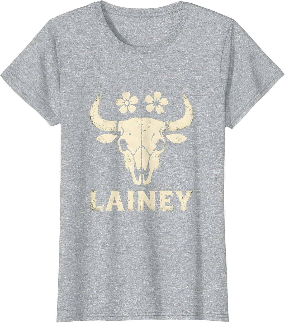 Lainey Boho Western Cowgirl Personalized Name Gift T-Shirt - Heather Grey