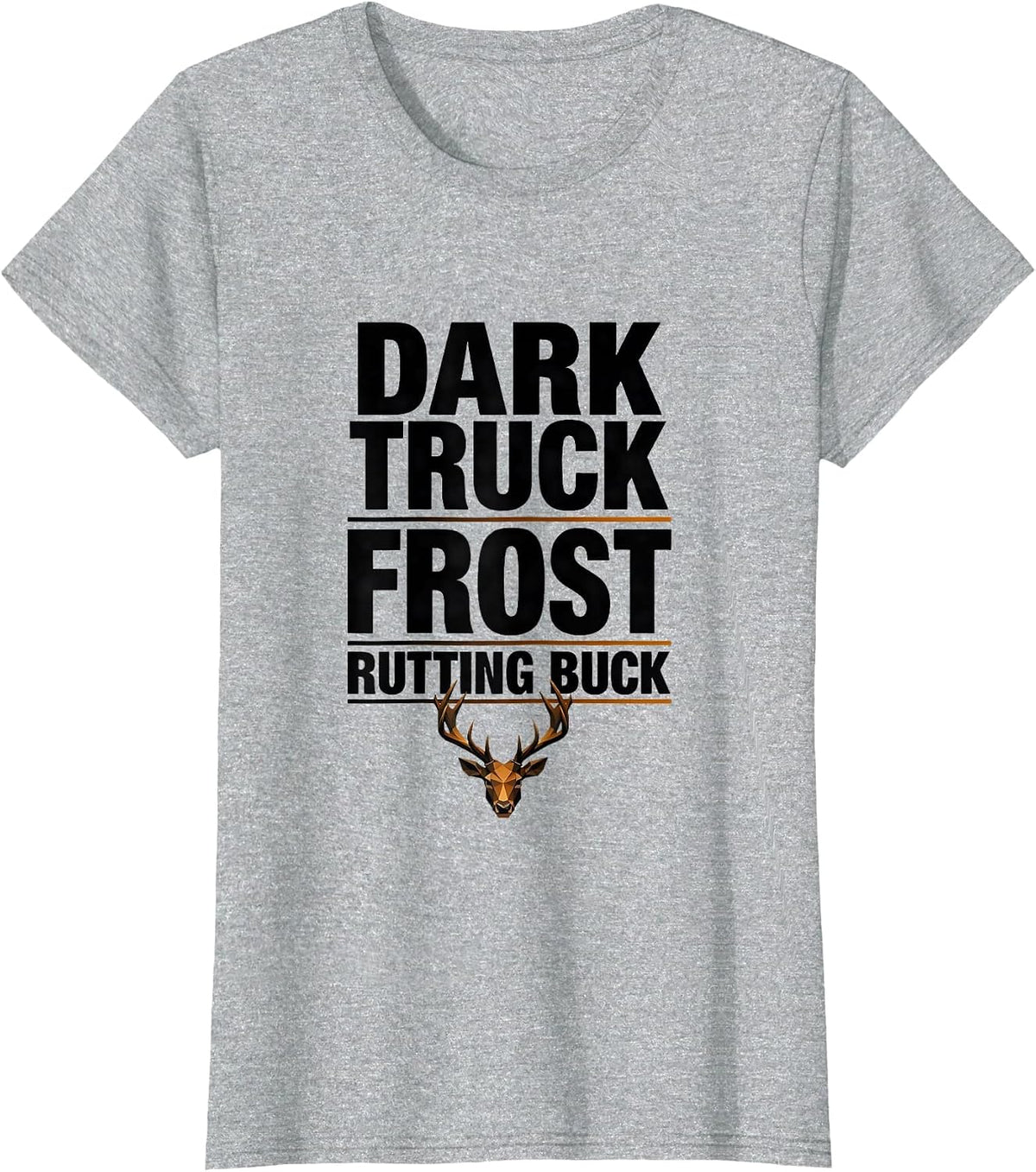 Women's Dark Truck Frost Rutting Buck Geometric Deer Hunting Woods T-Shirt - Heather Grey