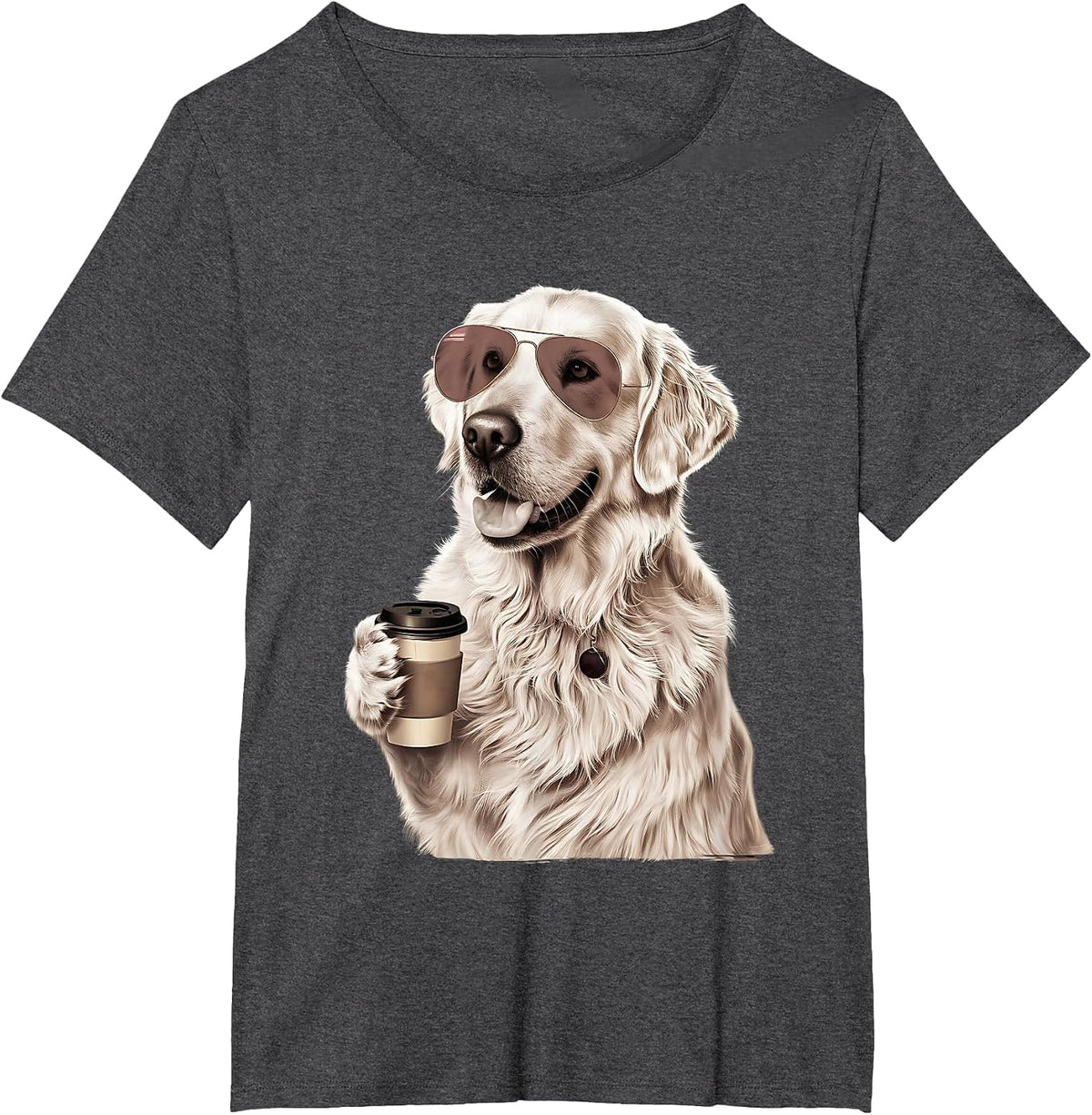 English Cream Golden Retriever Coffee Dog Mom Dad T-Shirt - Dark Heather Grey