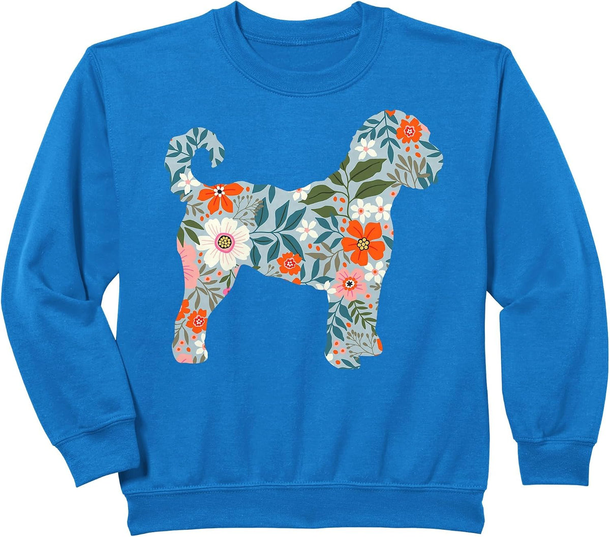 Floral Dog Silhouette for Labradoodle or Gooldendoodle Mom Sweatshirt - Royal Blue