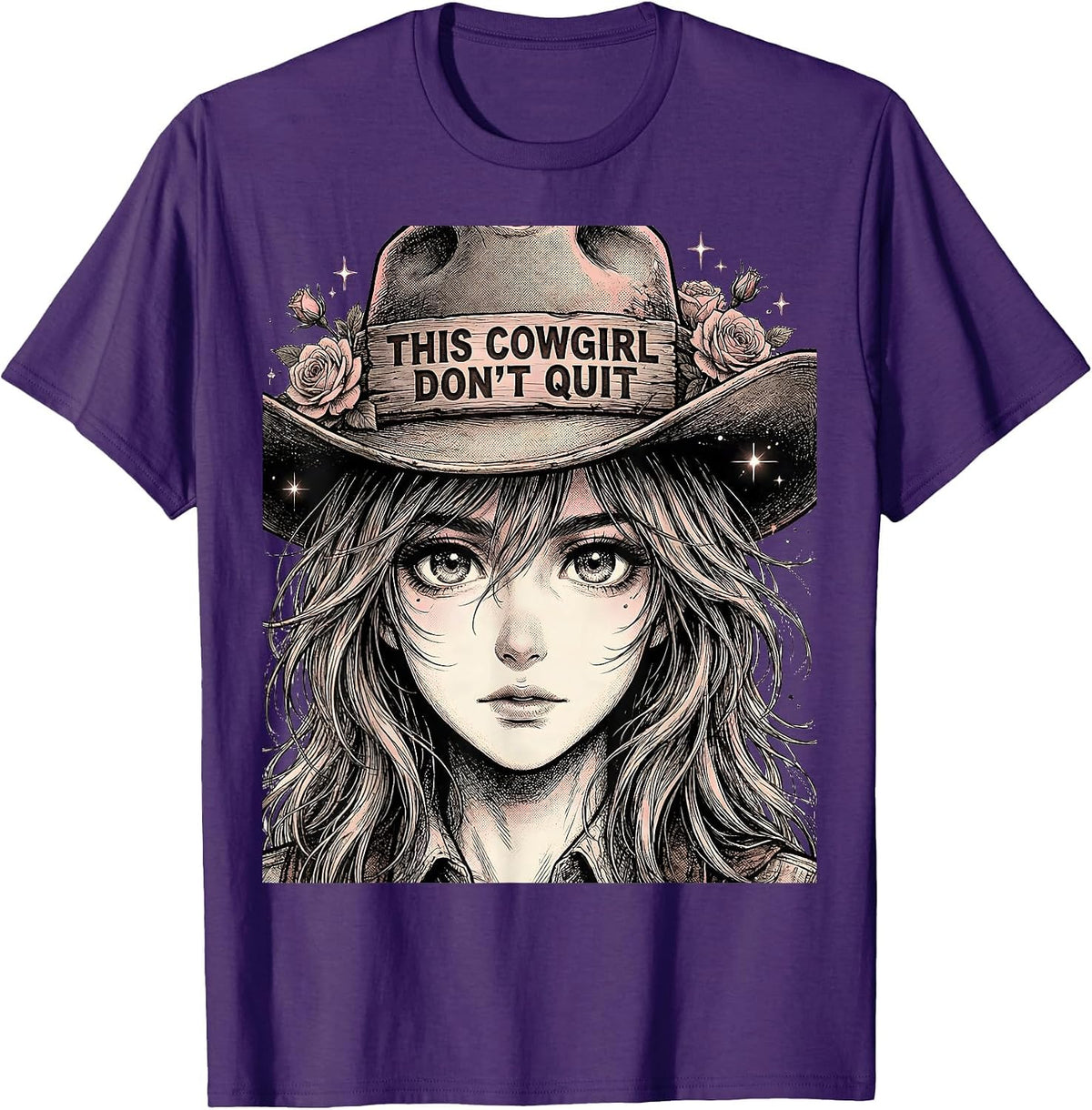 This Cowgirl Don't Quit Rodeo Design T-Shirt - Purple