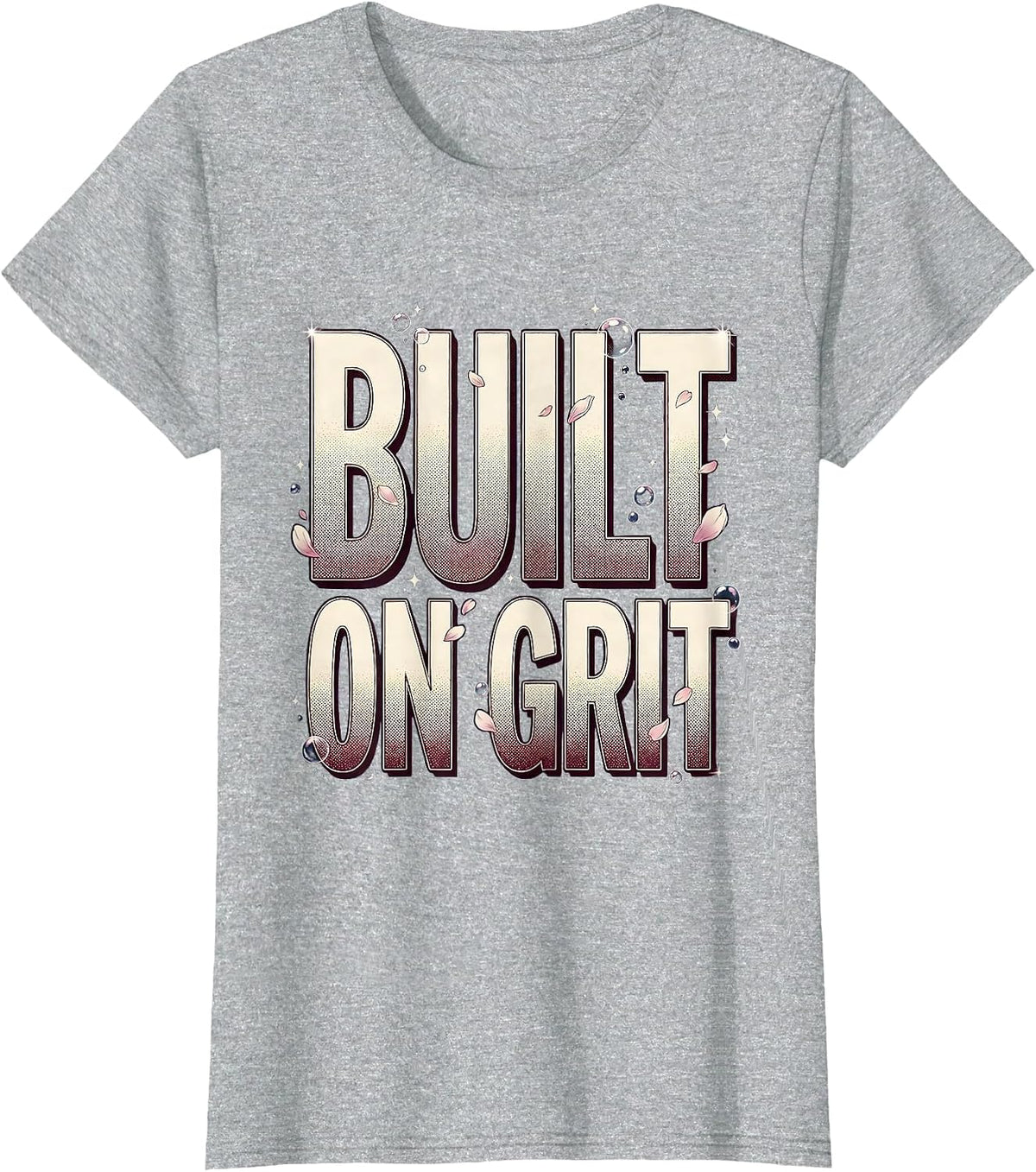Women's Built on Grit American Pride Graphic Design T-Shirt - Heather Grey