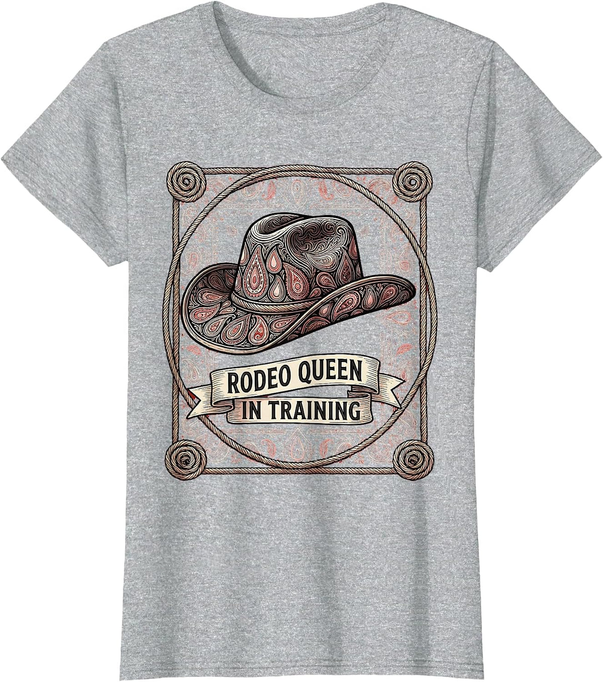Rodeo Queen In Training Cowgirl Design T-Shirt - Heather Grey