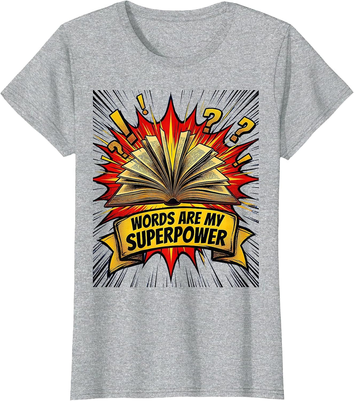 Women's Words Are My Superpower English Teacher Design T-Shirt - Heather Grey