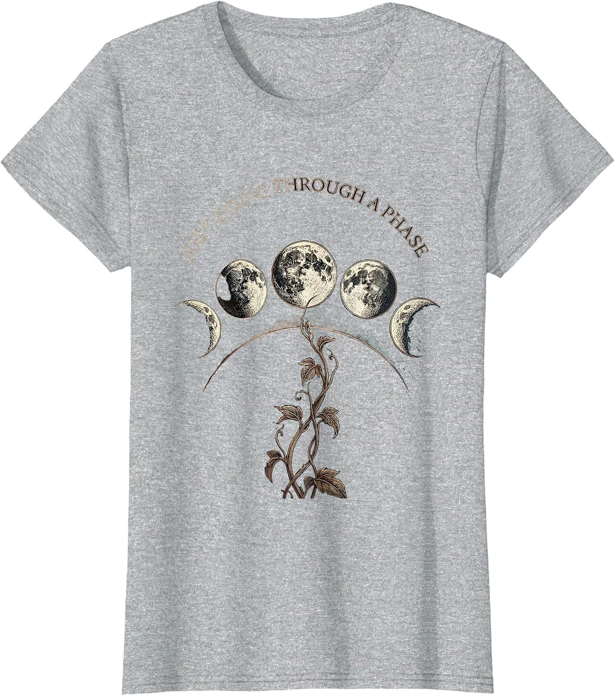 Just Going Through A Phase Mystic Celestial Moon Phases T-Shirt - Heather Grey