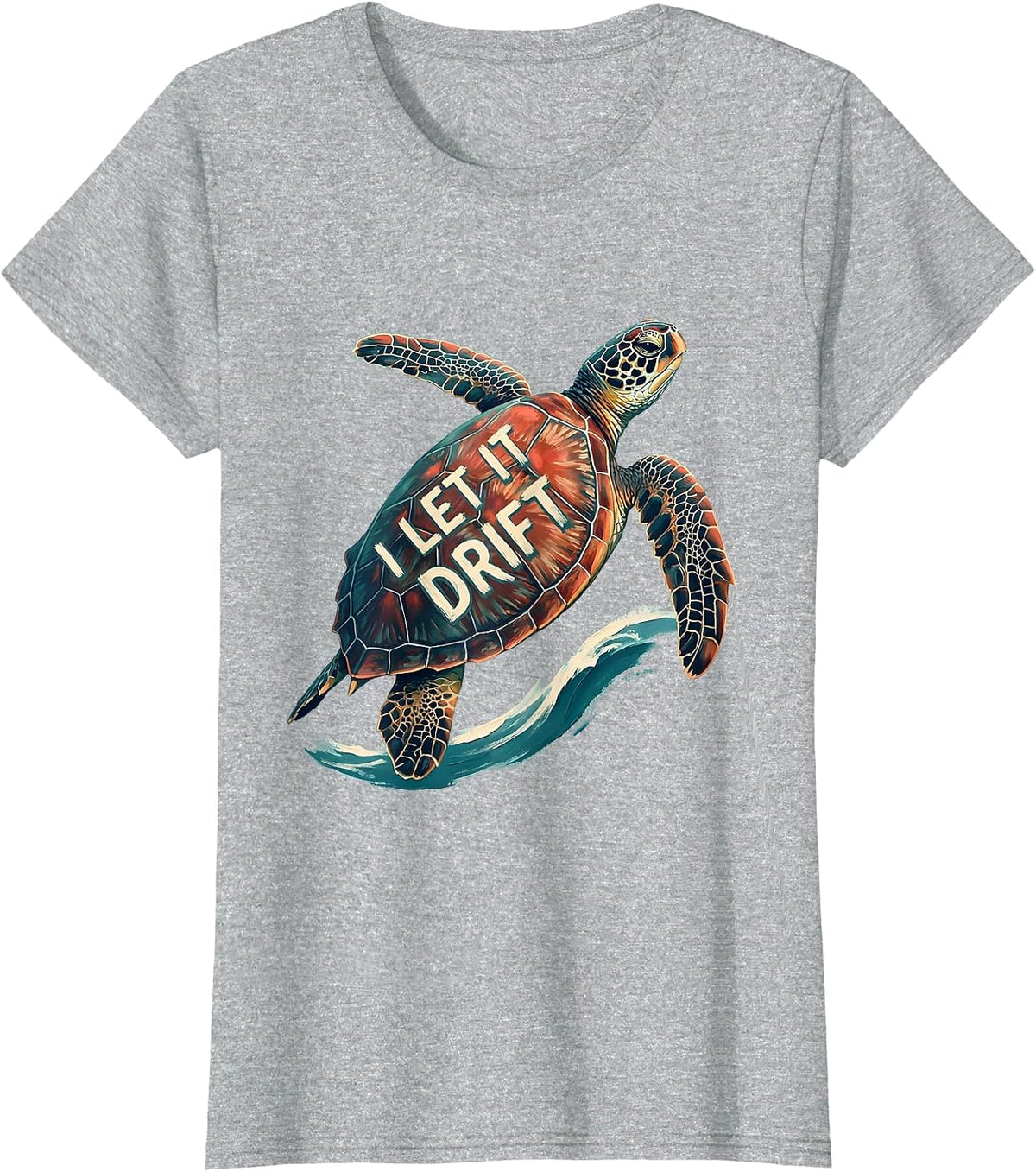 Women's I Let It Drift Sea Turtle Souvenir Tropical Vacation Animal T-Shirt - Heather Grey