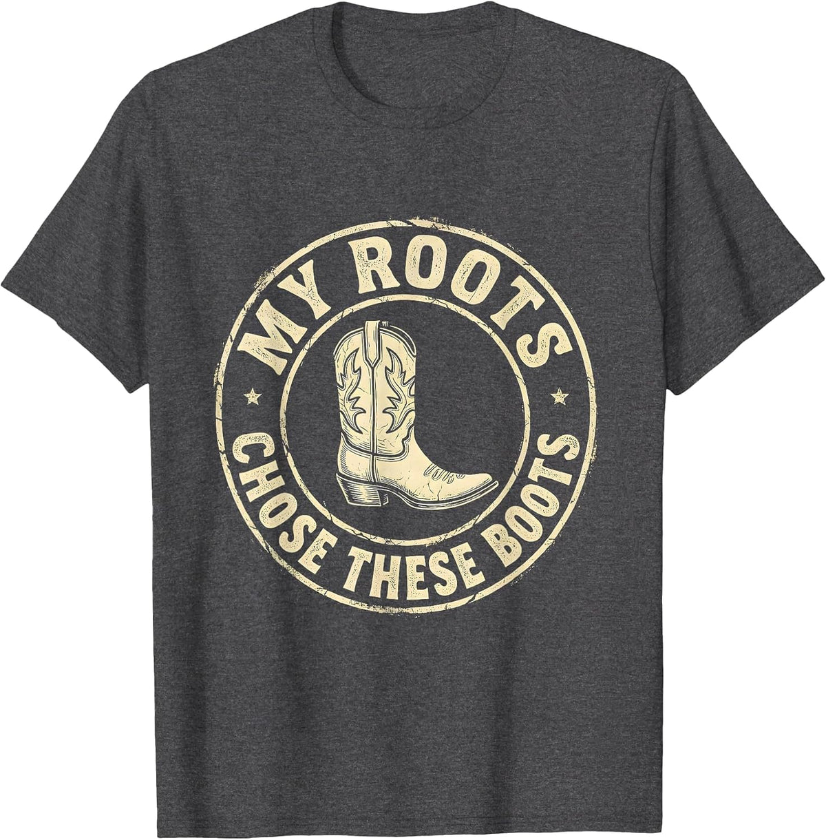 Men's My Roots Chose These Boots Boho Western Country Music Fan T-Shirt - Dark Heather Grey