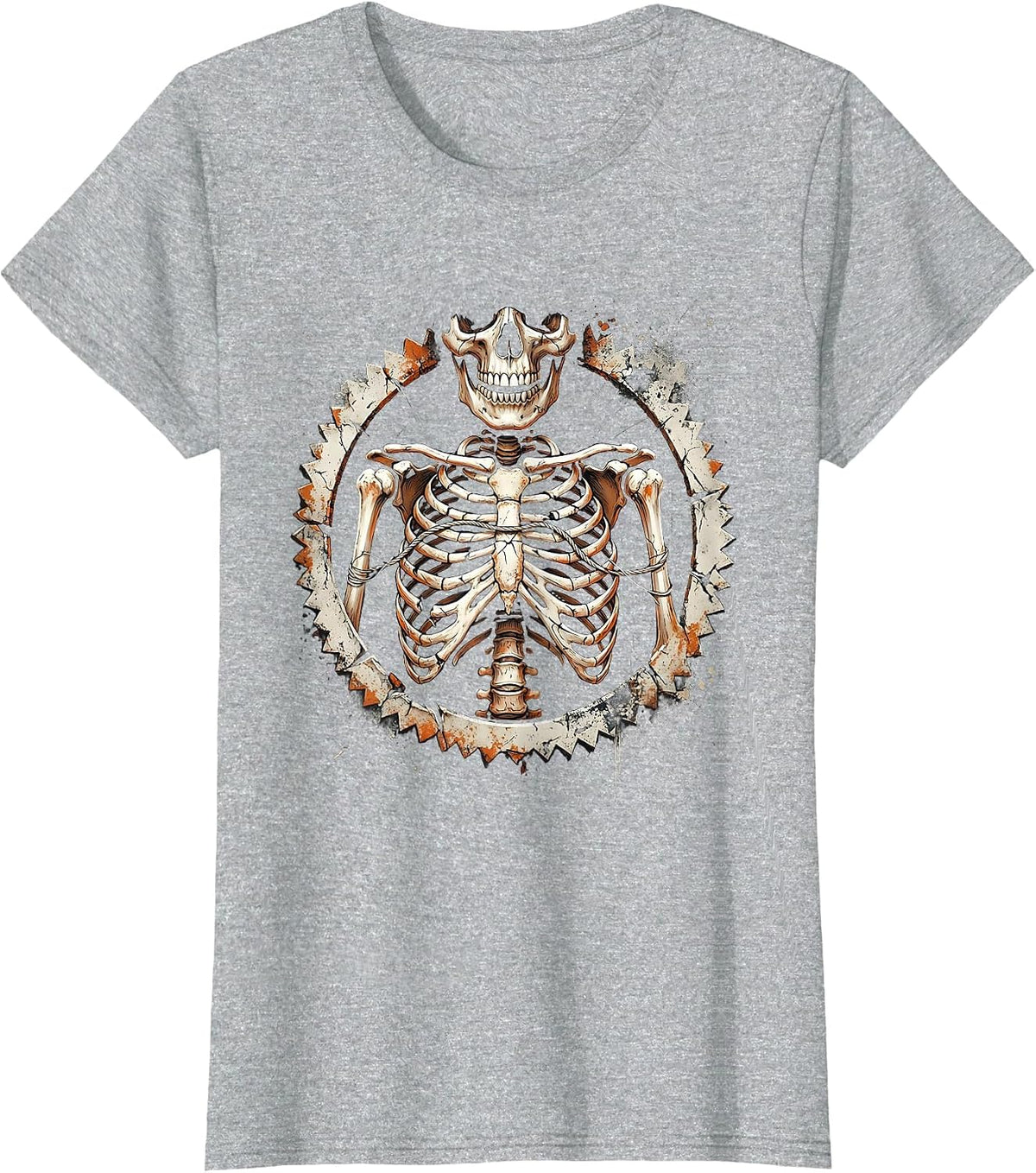 Halloween Skeleton Flossing Dental Humor Graphic T-Shirt - Heather Grey