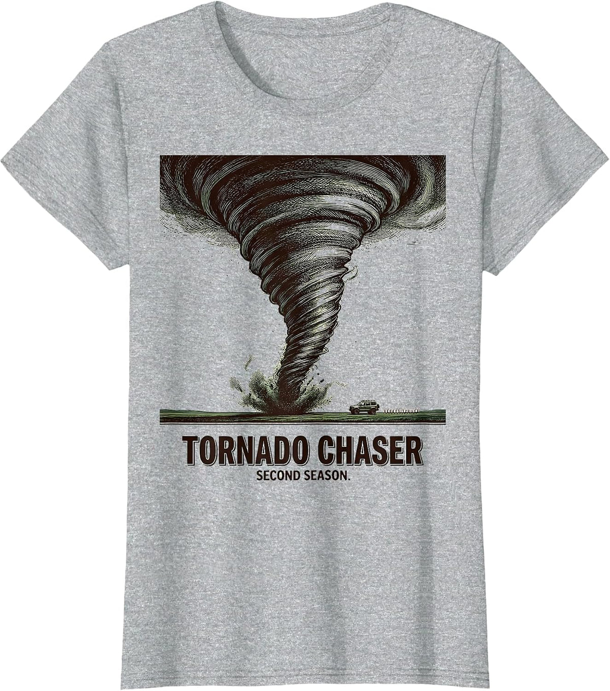 Tornado Chaser Second Season Crosshatch Meteorology T-Shirt - Heather Grey