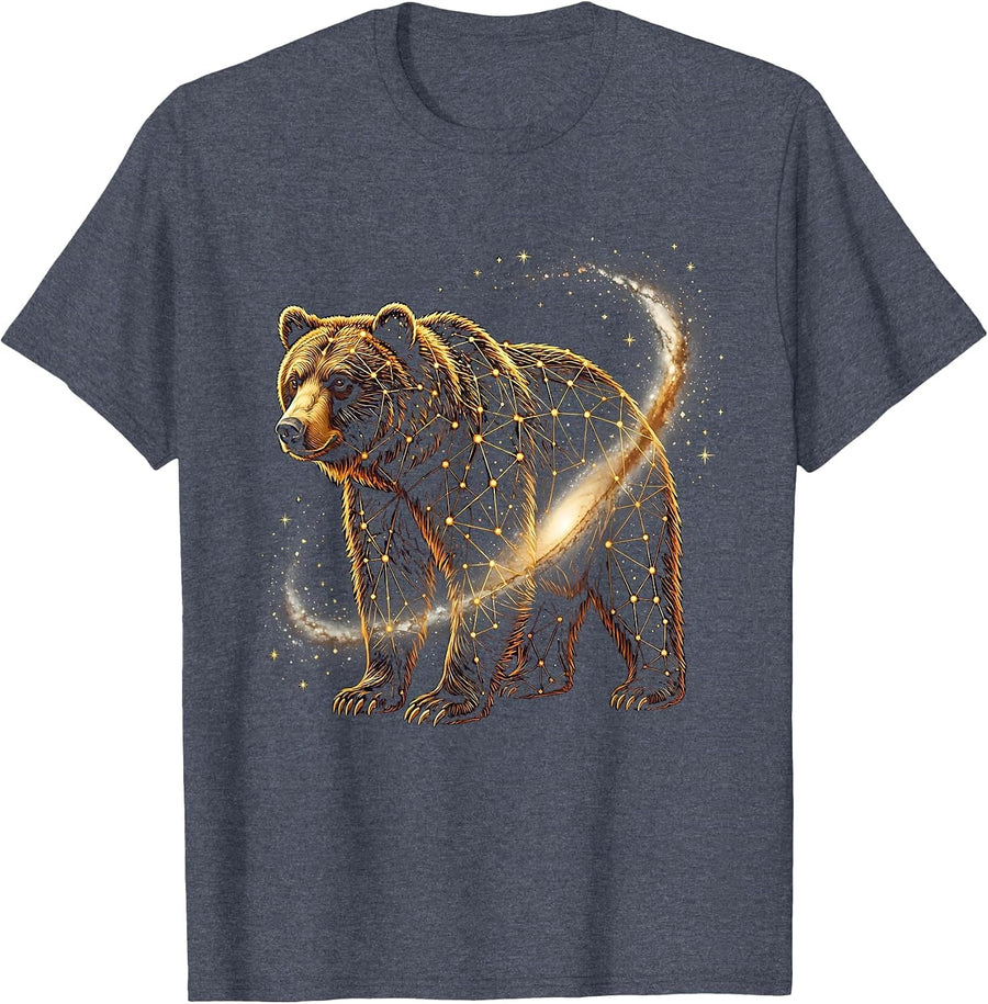 Bear Constellation Glowing Stars Night Sky Design T-Shirt - Heather Blue