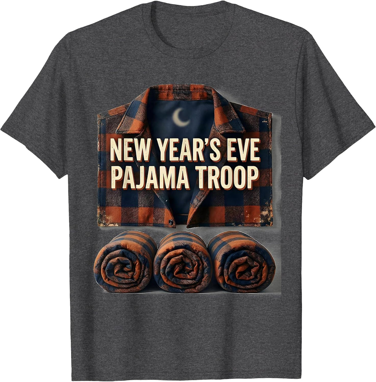 Men's New Year's Eve Pajama Troop Vintage Family Matching Humor T-Shirt - Dark Heather Grey