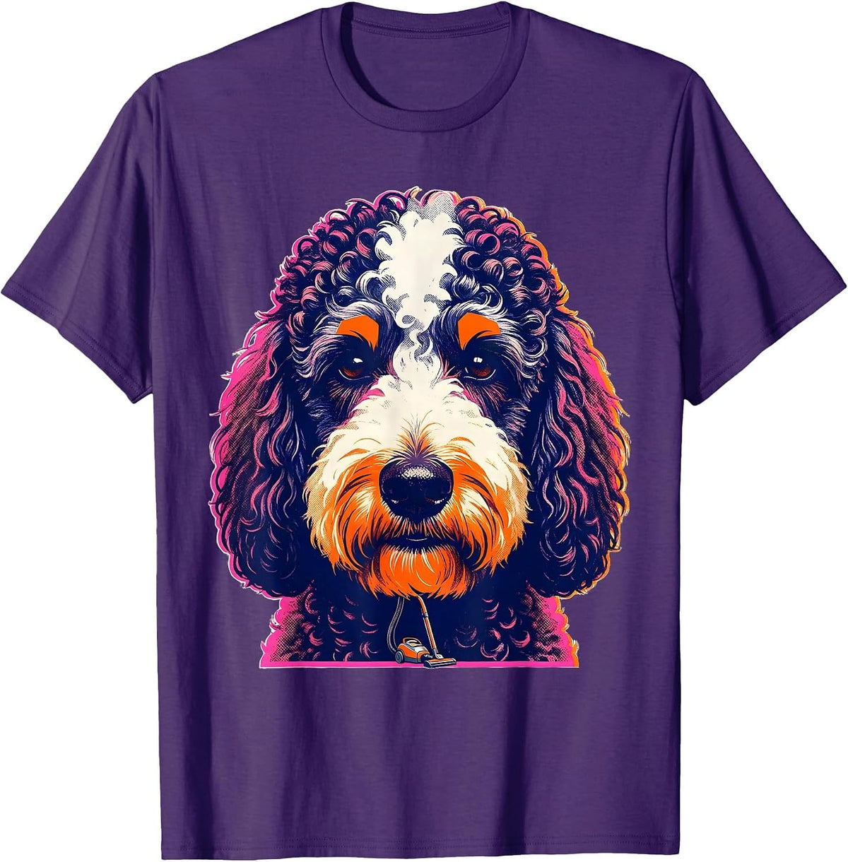 Bernedoodle Risograph Humor Dog Mom Dog Dad T-Shirt - Purple