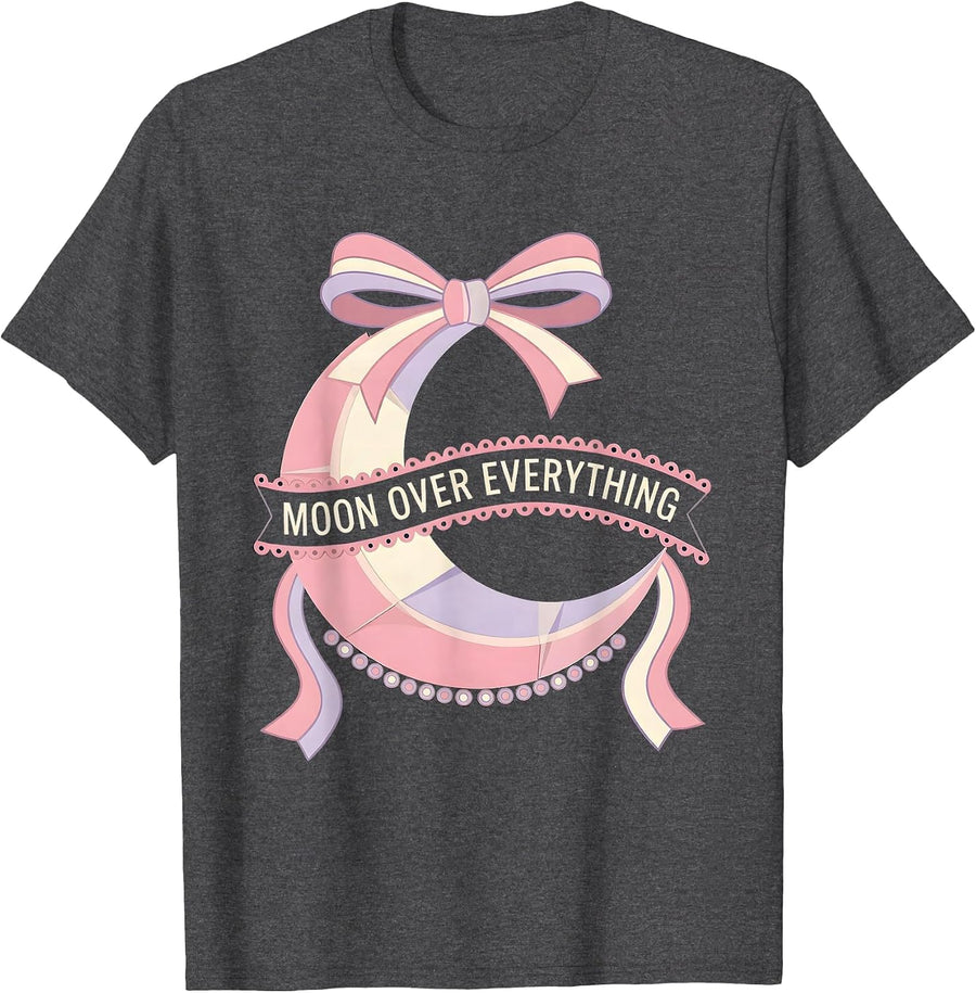 Men's Moon Over Everything Celestial Graphic Design T-Shirt - Dark Heather Grey