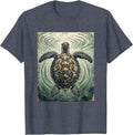 Men's Turtle Swimming Toward Ocean Surface Light T-Shirt - Heather Blue