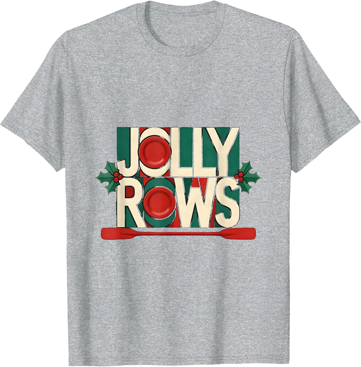 Men's Jolly Rows Quilted Rowing Handle Gym Fitness Christmas T-Shirt - Heather Grey