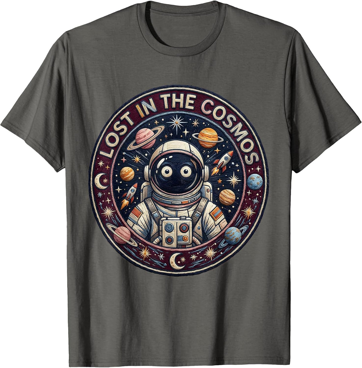 Men's Lost in the Cosmos Galaxy Space Design T-Shirt - Asphalt Grey