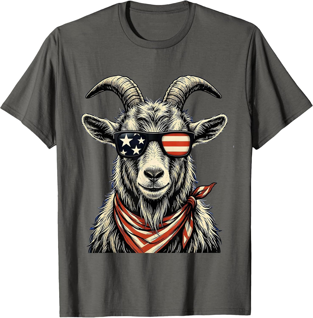 Shaggy Goat Sunglasses Animal Humor Novelty T-Shirt - Asphalt Grey