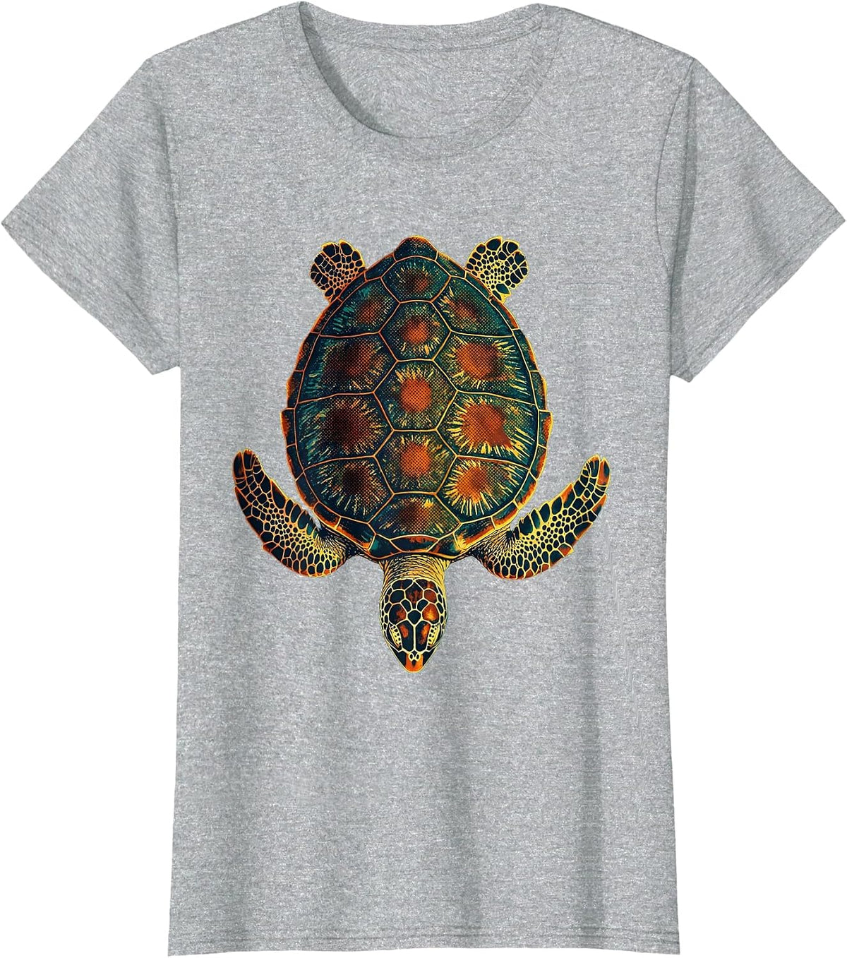 Polka Dot Sea Turtle Shell Graphic Tee T-Shirt - Heather Grey