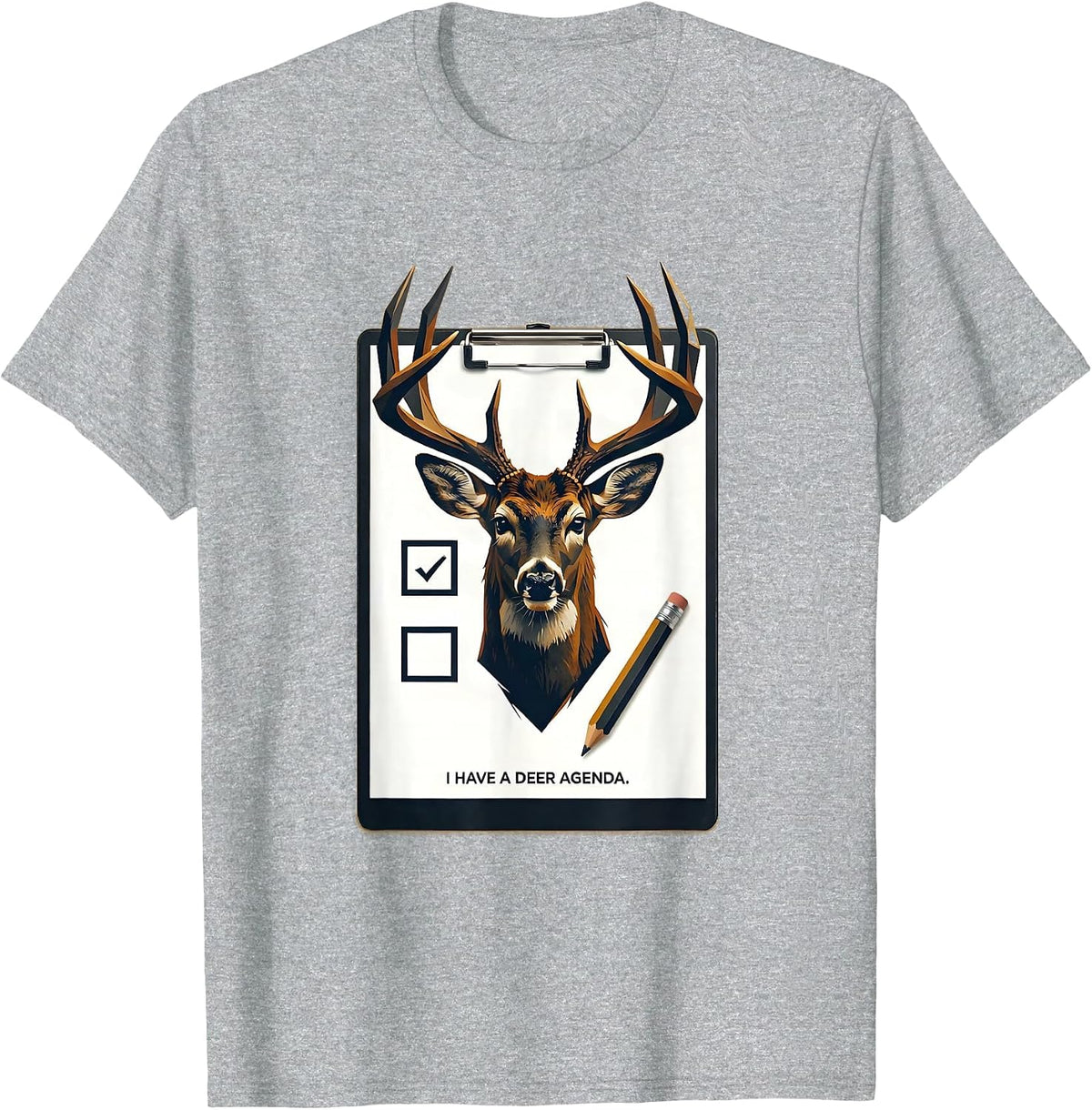 Men's I Have A Deer Agenda Funny Deer Hunting Camo Dad Humor T-Shirt - Heather Grey