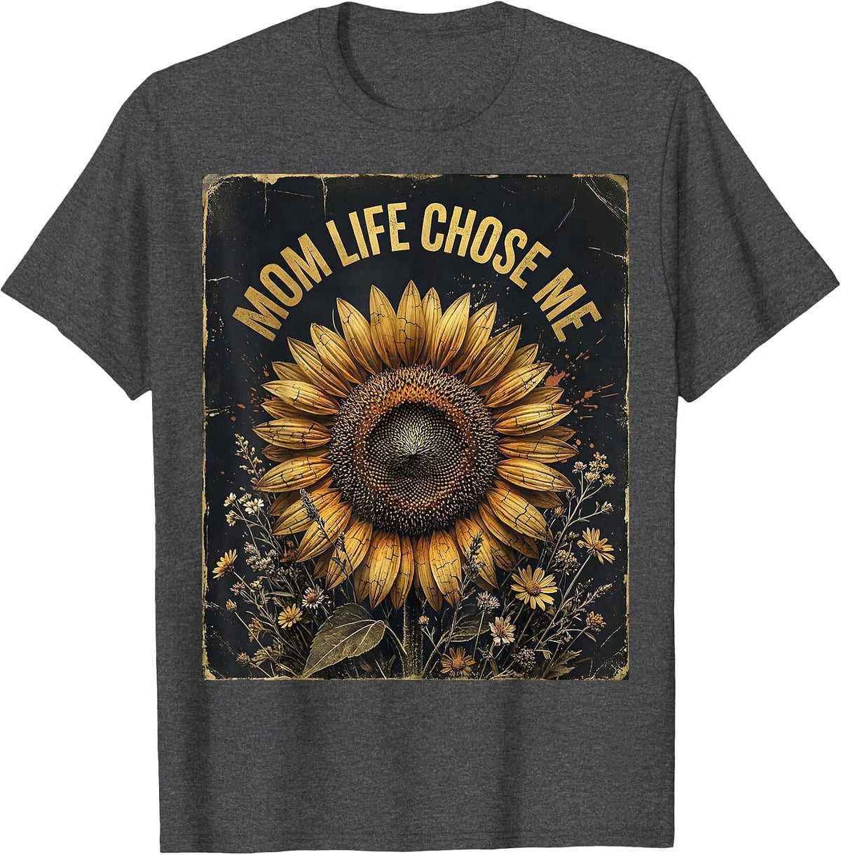 Mom Life Chose Me Motherhood Graphic Design T-Shirt - Dark Heather Grey