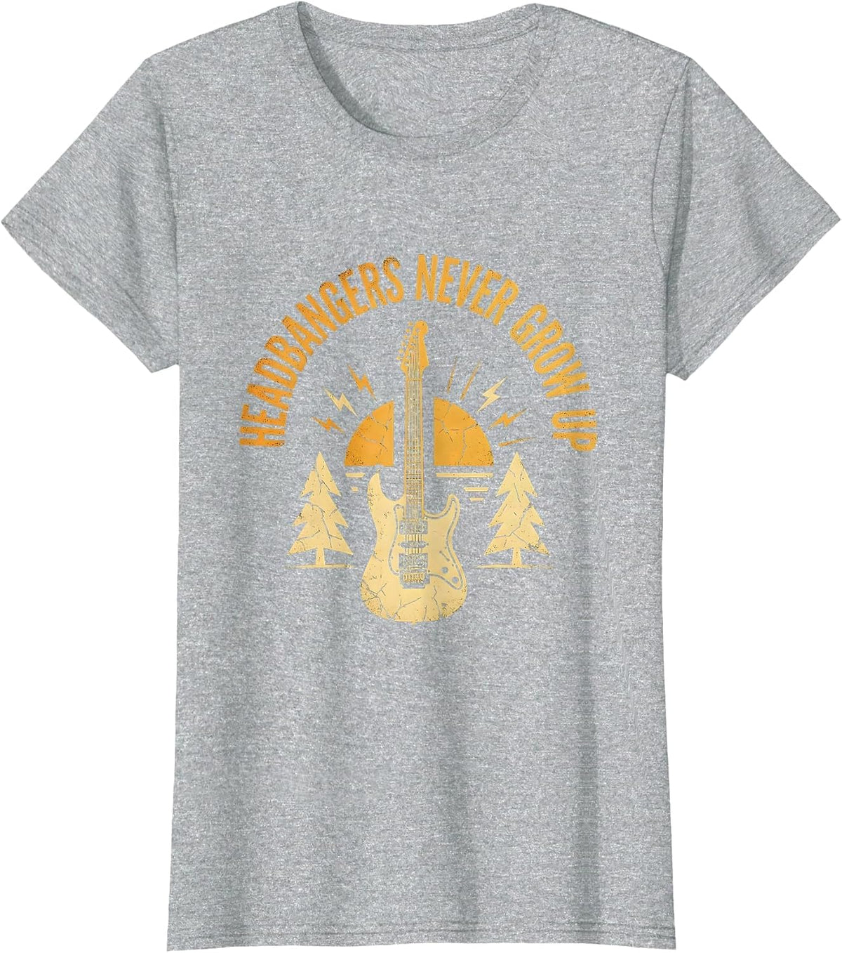 Women's Headbangers Never Grow Up 80s Rock Band Design T-Shirt - Heather Grey