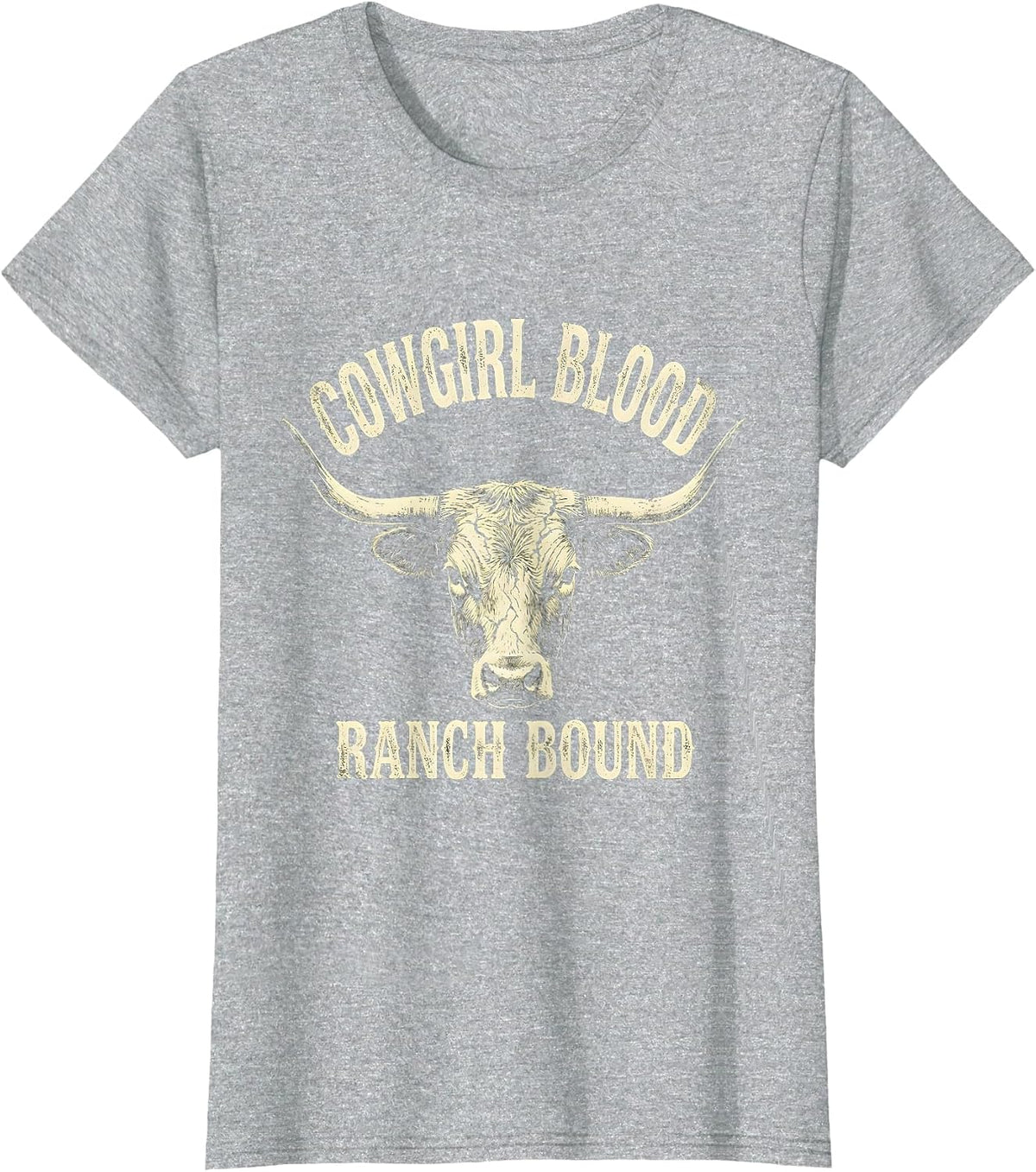 Women's Cowgirl Blood Ranch Bound Boho Western Humor Cowboy Gift T-Shirt - Heather Grey