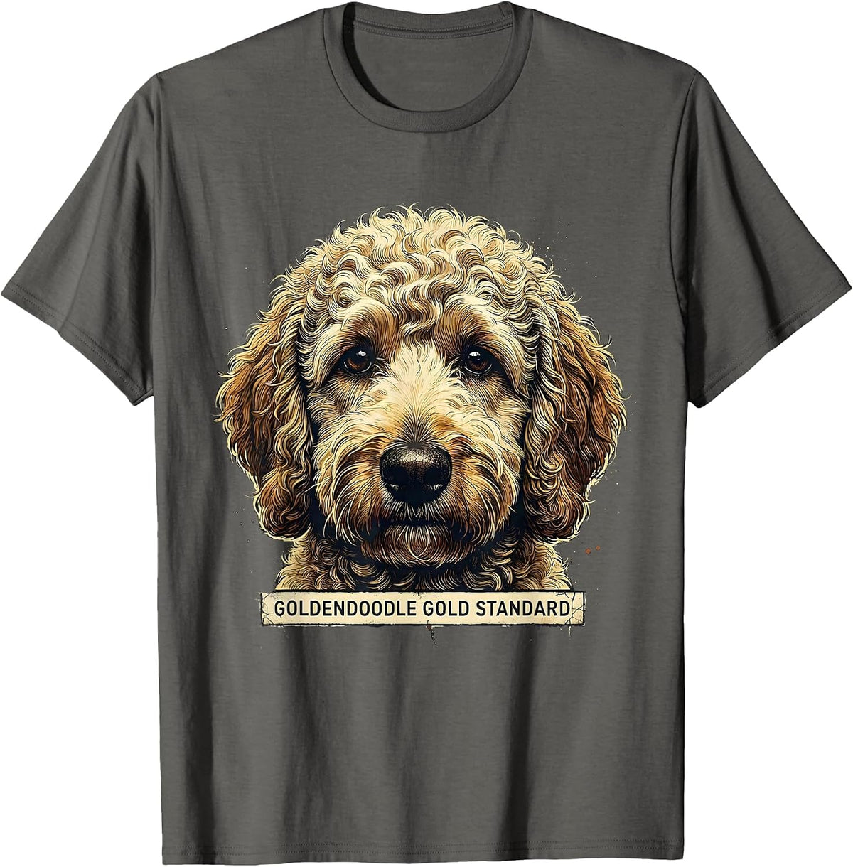 Goldendoodle Gold Standard Distressed Funny Dog Mom Gift T-Shirt - Asphalt Grey
