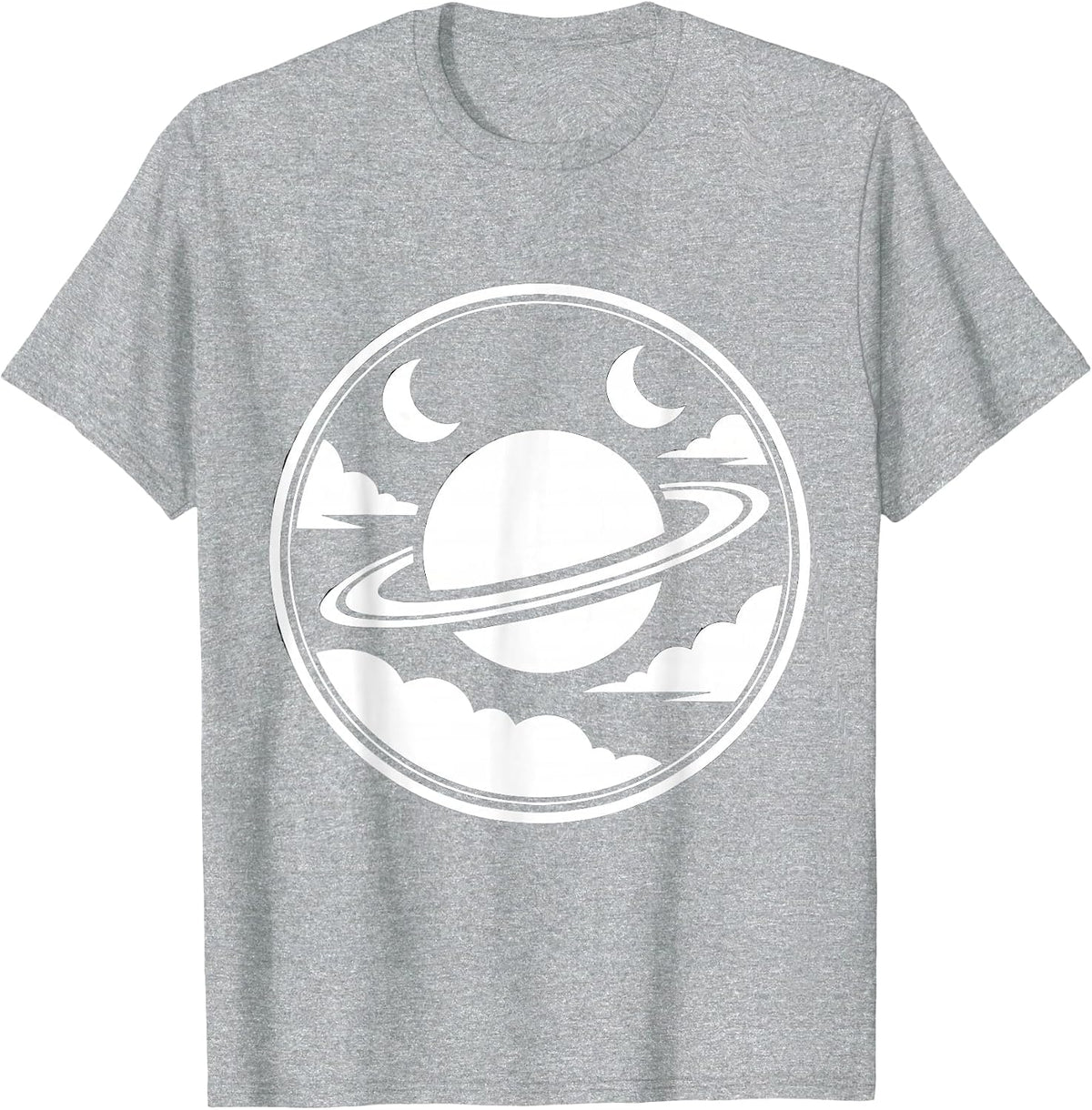 Men's Planet Twin Moons Nebula Space Illustration T-Shirt - Heather Grey