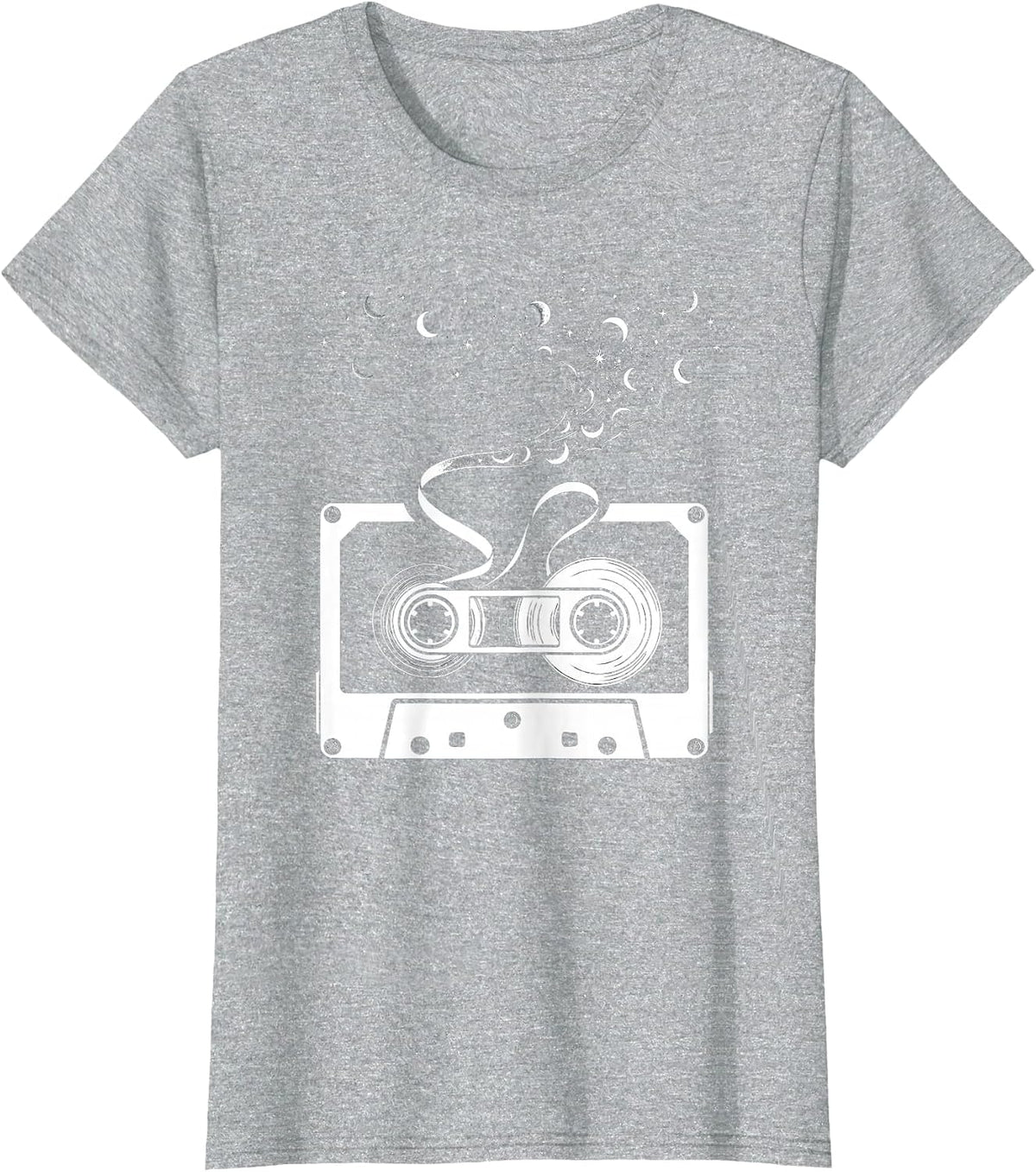 Women's Cassette Tape Night Sky Unraveling Galaxy T-Shirt - Heather Grey