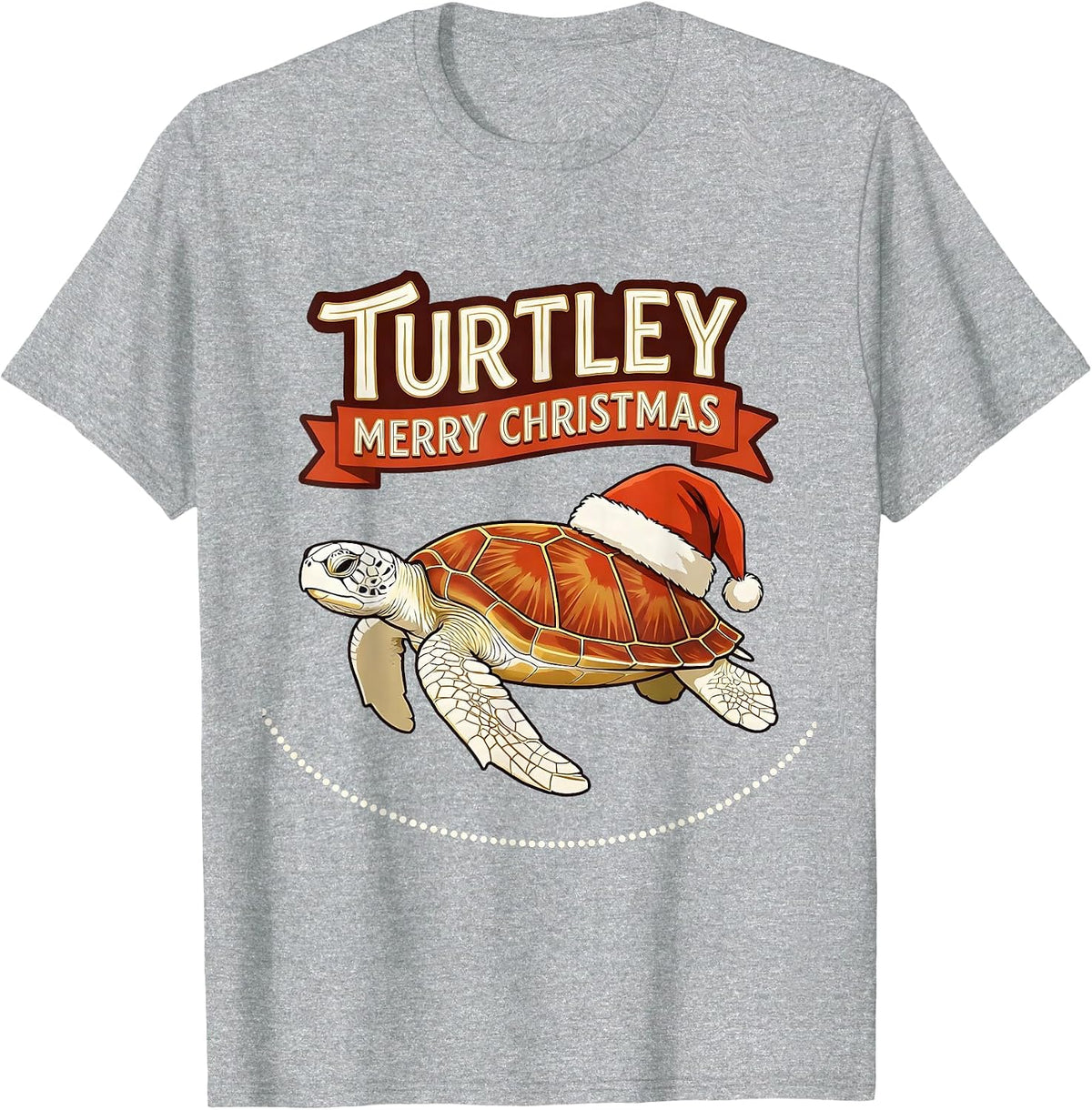 Men's Turtley Merry Christmas Sign Painter Sea Turtle Lover T-Shirt - Heather Grey