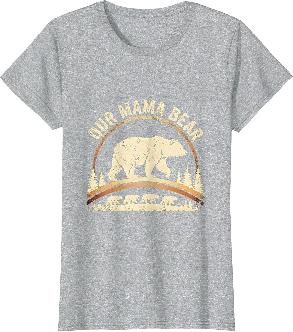 Women's Our Mama Bear Boho Western Mama Cub Matching Family T-Shirt - Heather Grey