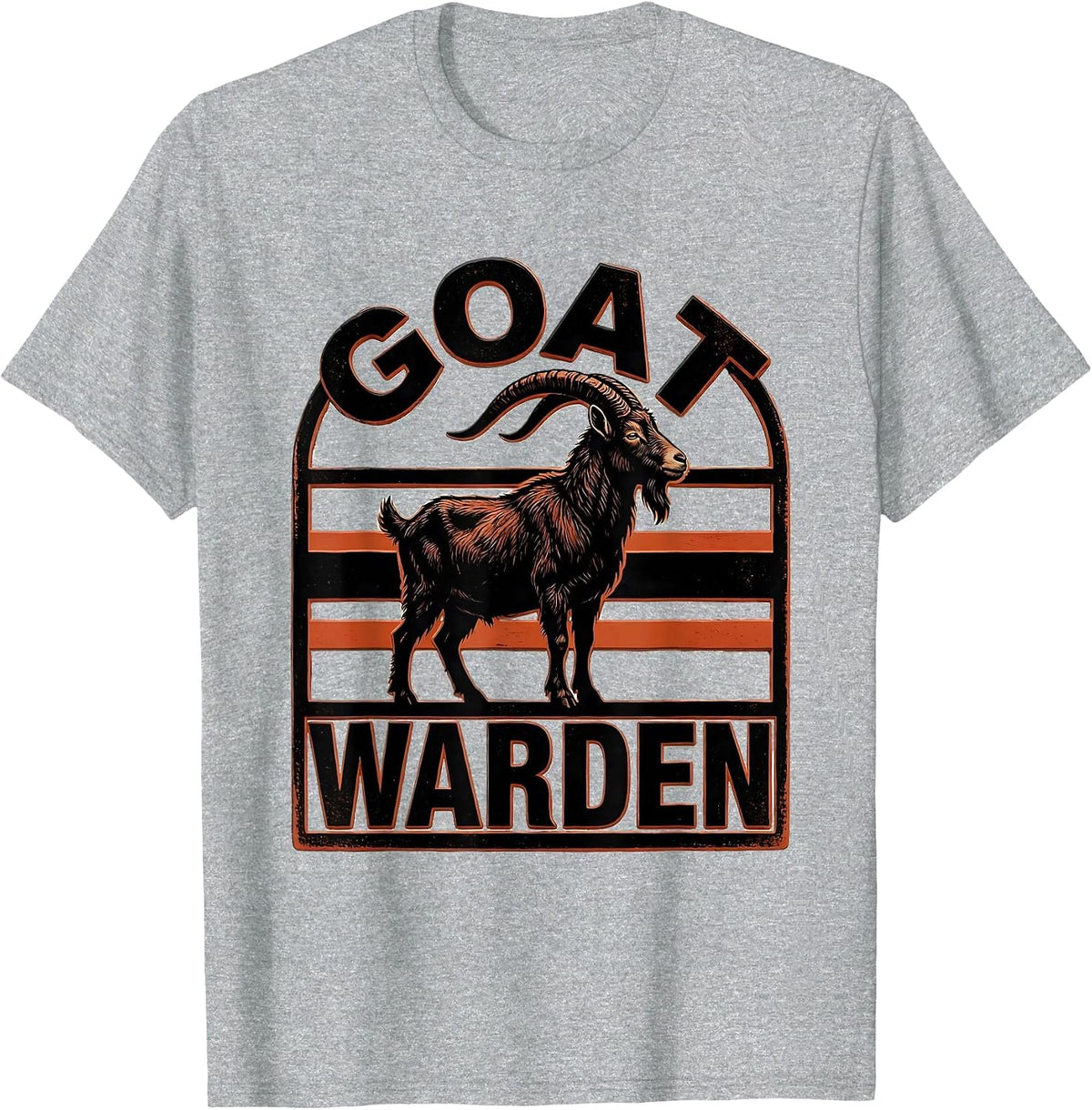Men's Goat Warden Bold Goat Animal Badge Patch Line Art Icon T-Shirt - Heather Grey