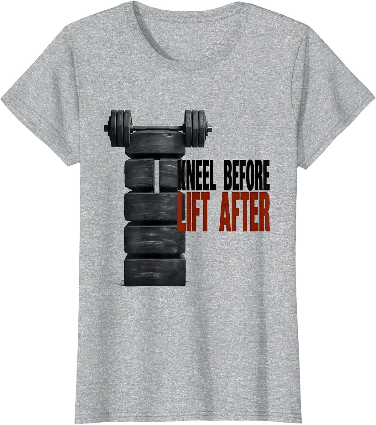Kneel Before Lift After Christian Gym Faith Workout T-Shirt - Heather Grey