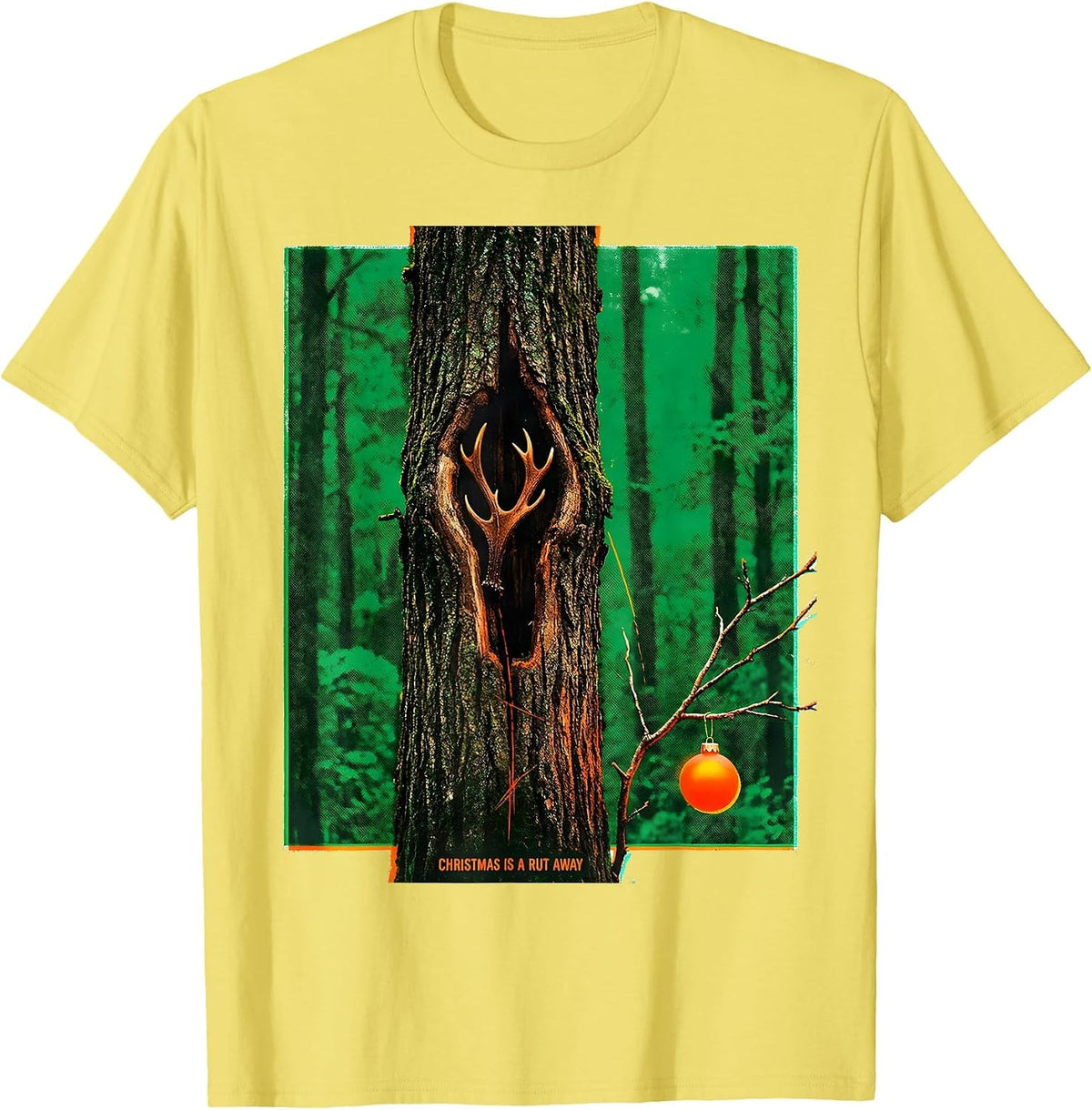 Men's Christmas Is A Rut Away Funny Deer Hunter Hunting Humor T-Shirt - Lemon Yellow