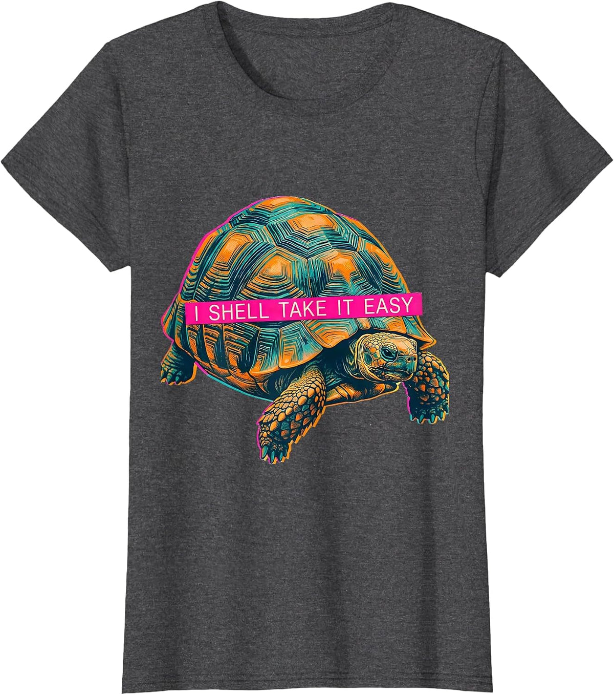 Women's I Shell Take It Easy Funny Tortoise Lover Pet Owner Humor T-Shirt - Dark Heather Grey