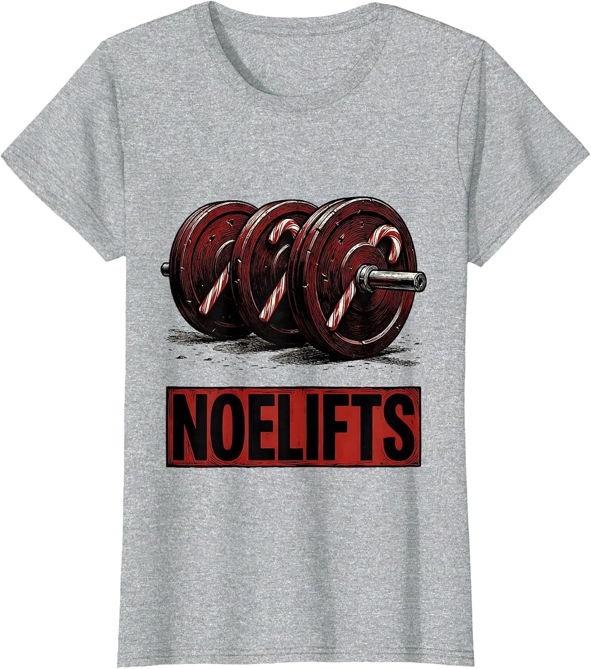 Women's Noelifts Funny Christmas Gym Weightlifting Workout Fitness T-Shirt - Heather Grey