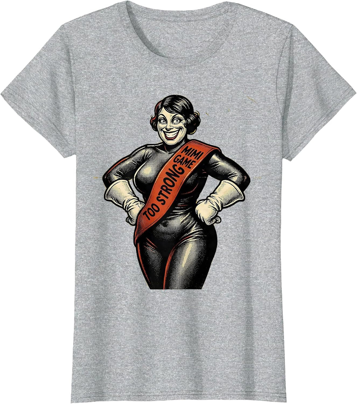 Women's Mimi Game Too Strong Grandma Design T-Shirt - Heather Grey