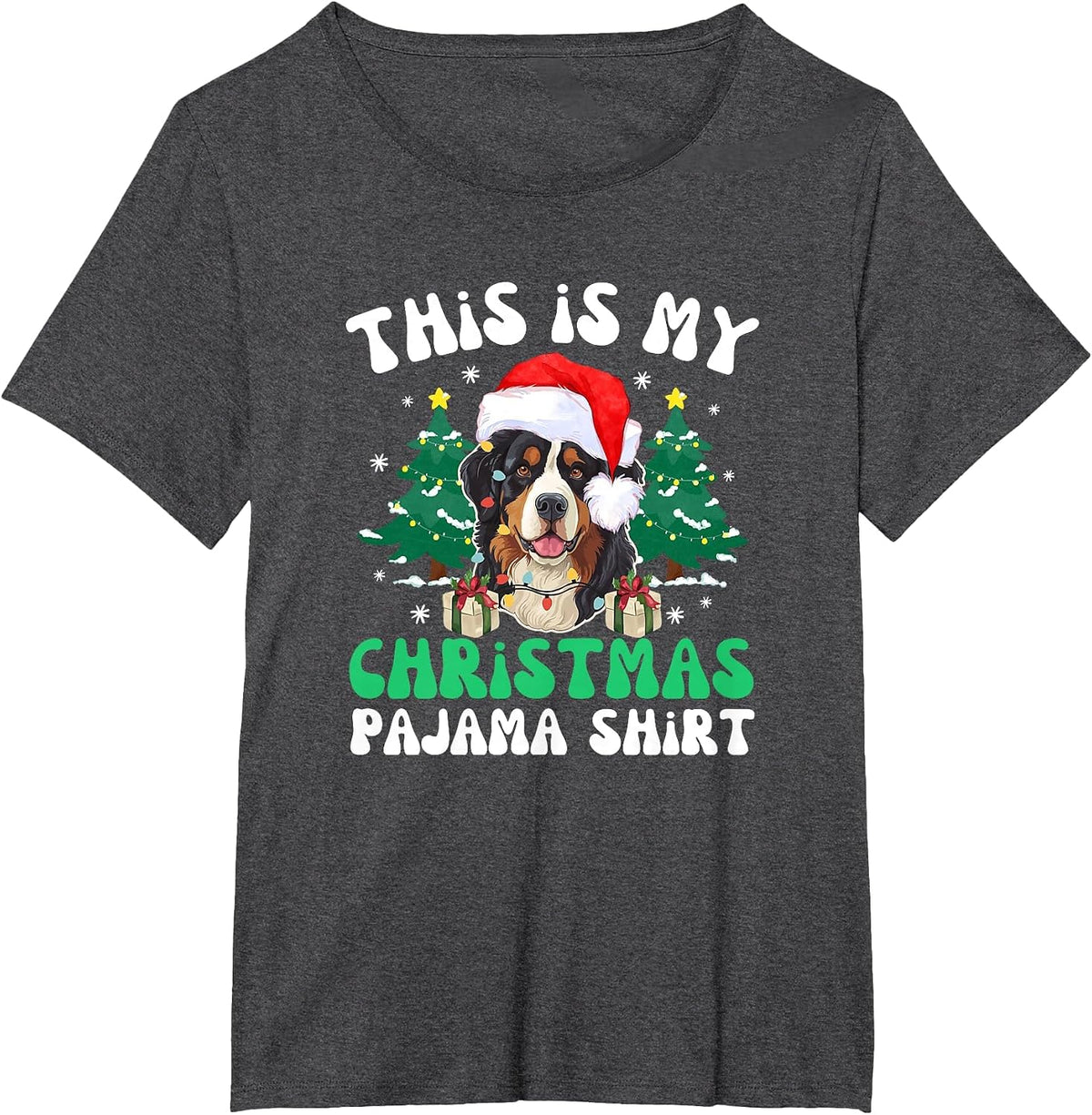 Bernedoodle Dog Lovers Tee, This is My Christmas Pajama T-Shirt - Dark Heather Grey