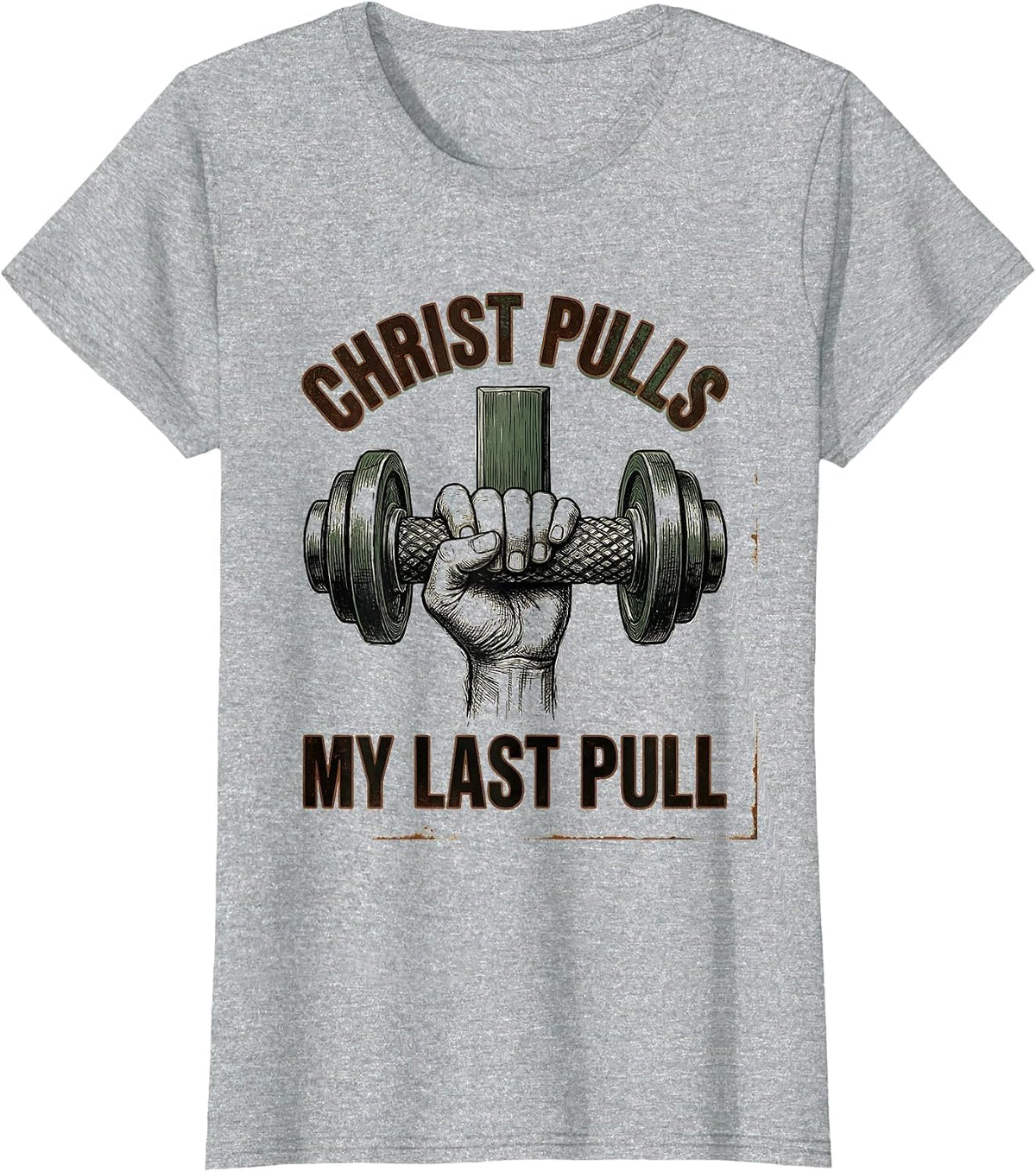 Christ Pulls My Last Pull Vintage Christian Gym Lift Heavy T-Shirt - Heather Grey