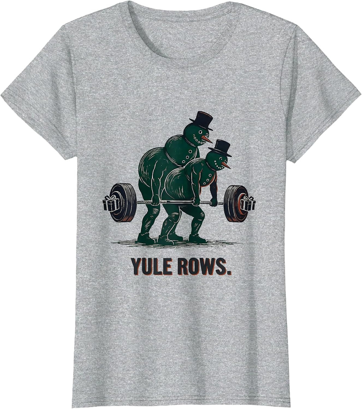 Yule Rows Funny Christmas Gym Weightlifting Workout Gift T-Shirt - Heather Grey