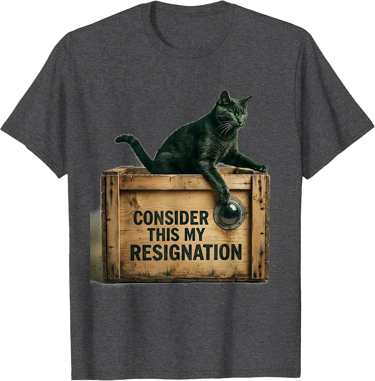 Men's Consider This My Resignation Vintage Science Cat Humor T-Shirt - Dark Heather Grey