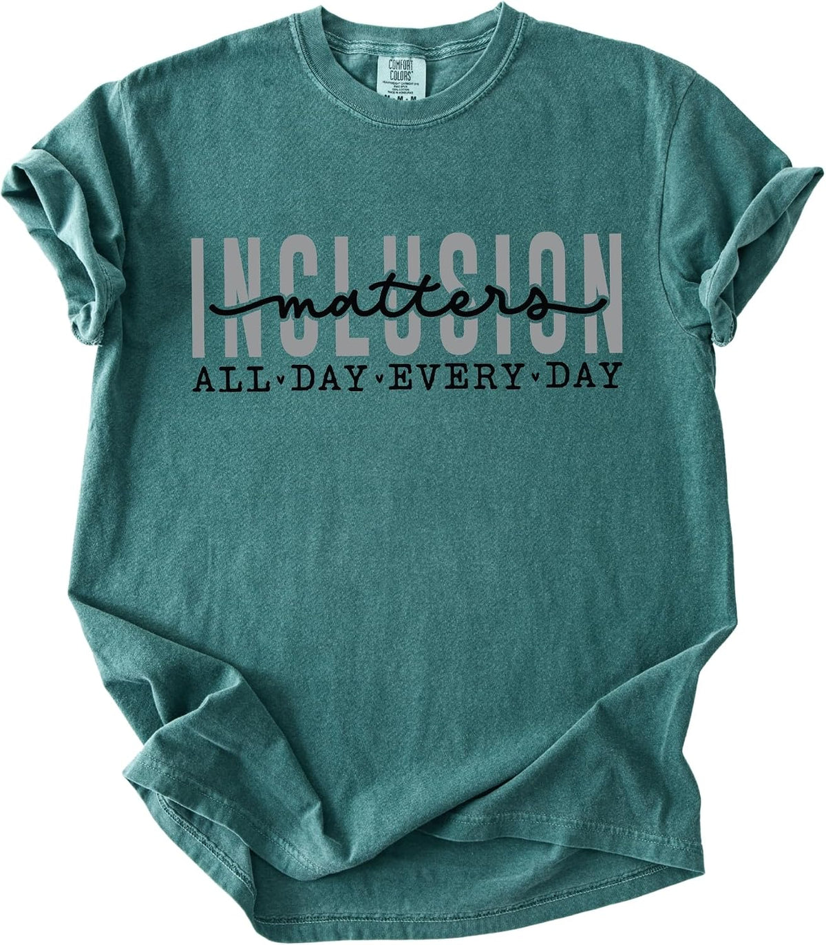 FITIN Inclusion Matters Garment-Dyed T-Shirt, Autism Awareness Graphic Tee, Inclusive Unisex Support T-Shirt - Blue Spruce
