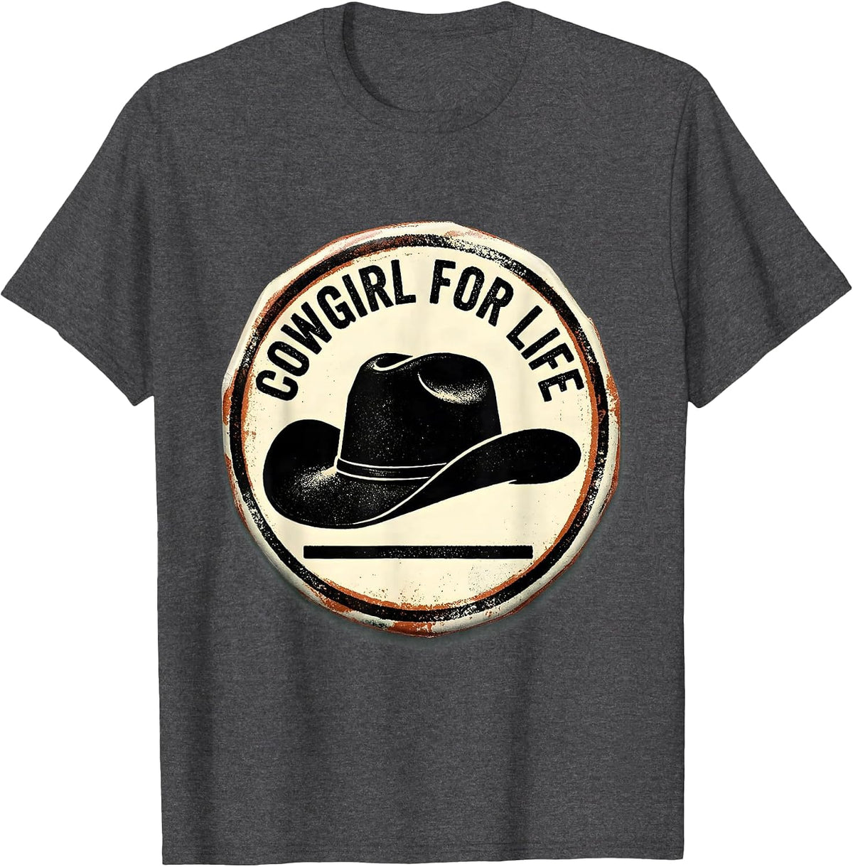 Cowgirl For Life Retro Western Rodeo Identity Pride T-Shirt - Dark Heather Grey